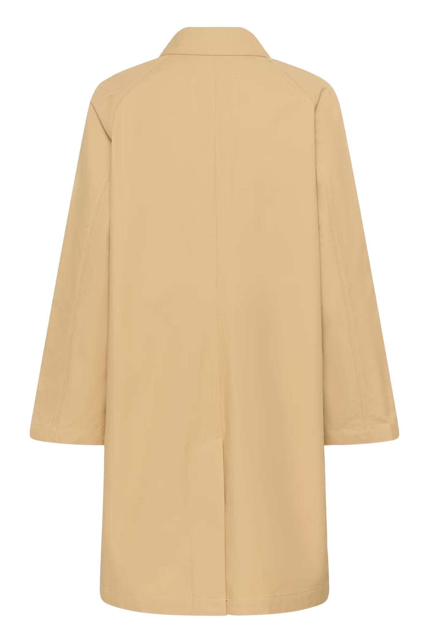 Beige Part Two EttiePW OTW jakke med klassisk design og myk tekstur, vist på en modell foran en nøytral bakgrunn.