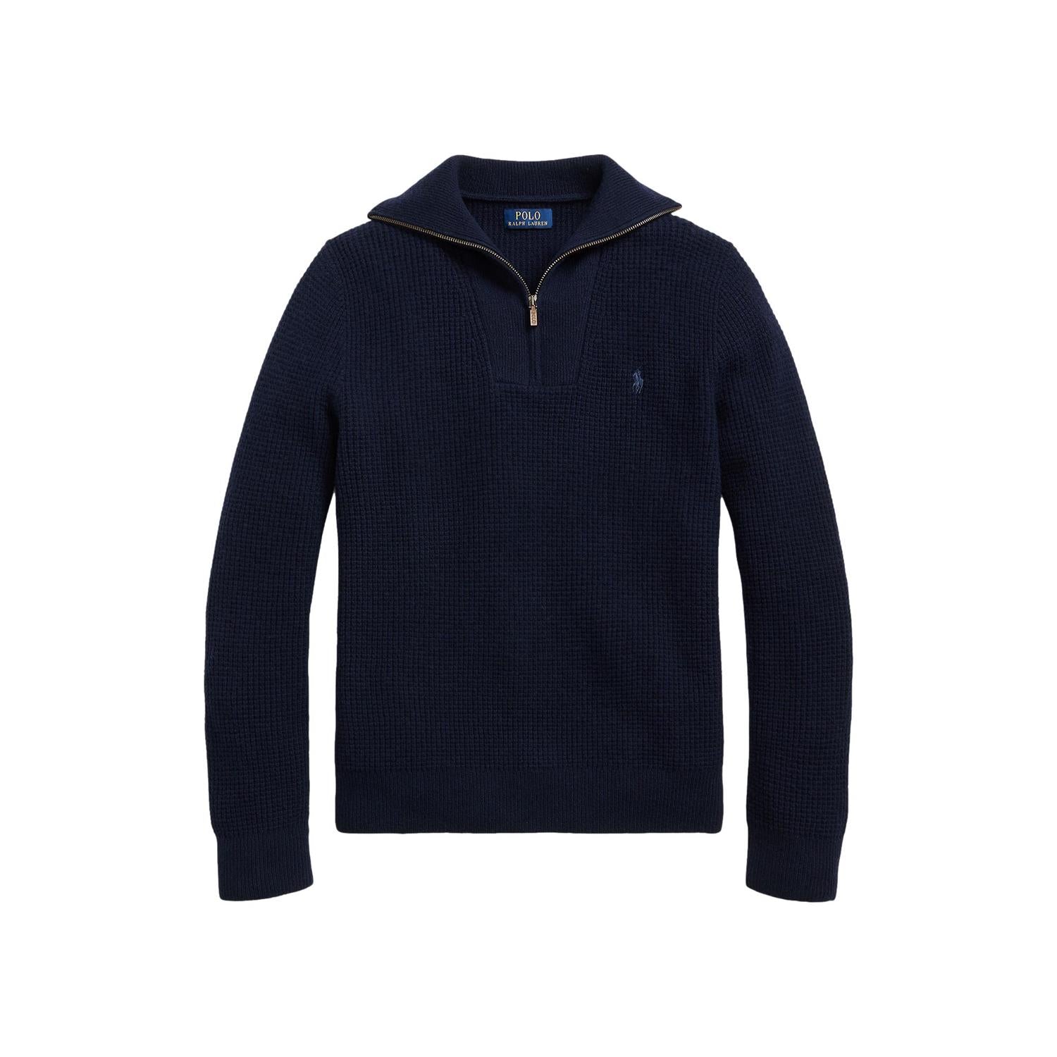 Polo Ralph Lauren WAFFLE WOOL-COTTON QUARTER-ZIP SWEATER Genser Marine - chrismoa.no