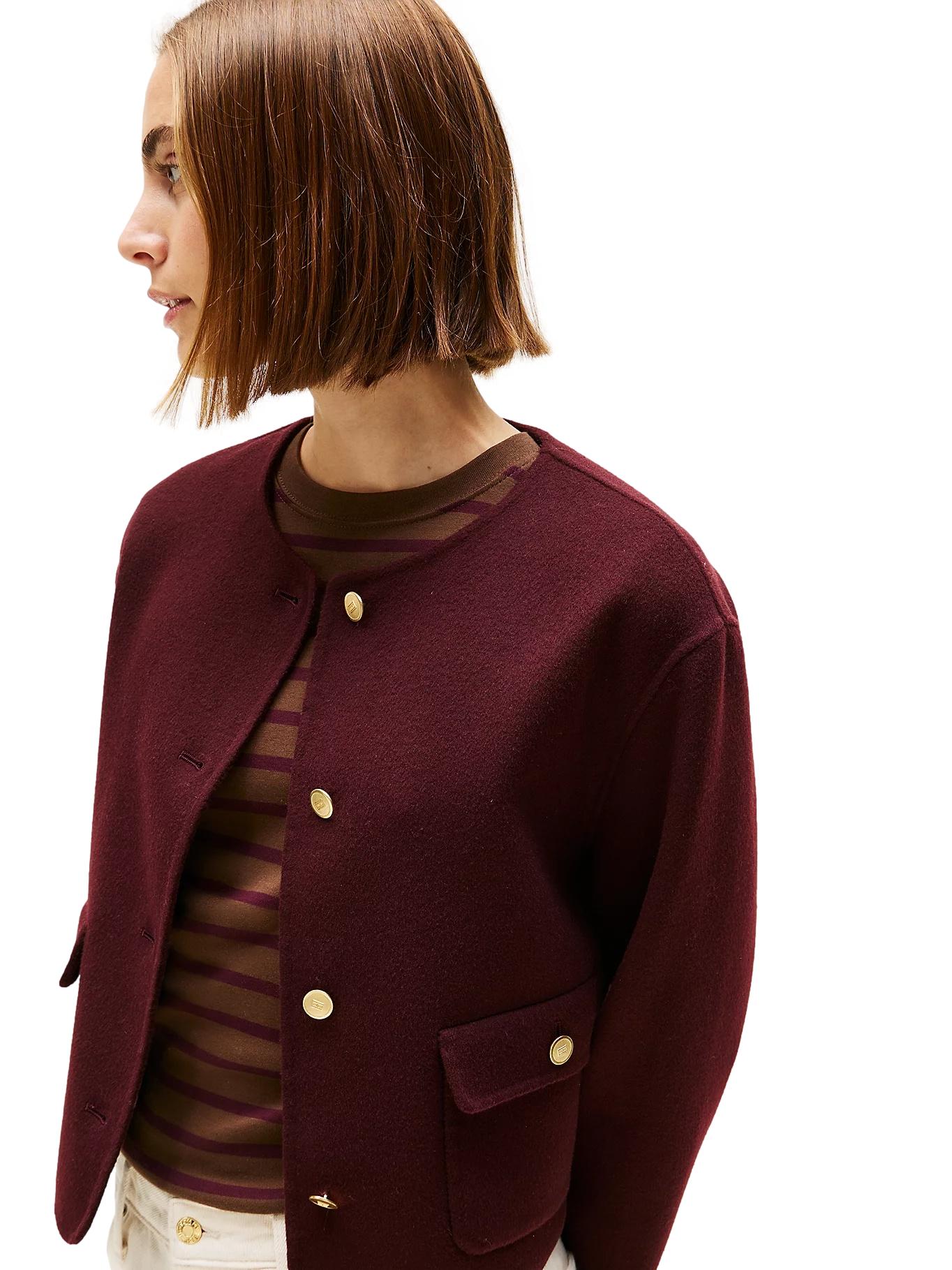 Tommy Hilfiger Double-Faced Wool Blend Jacket Jakke Burgunder - chrismoa.no