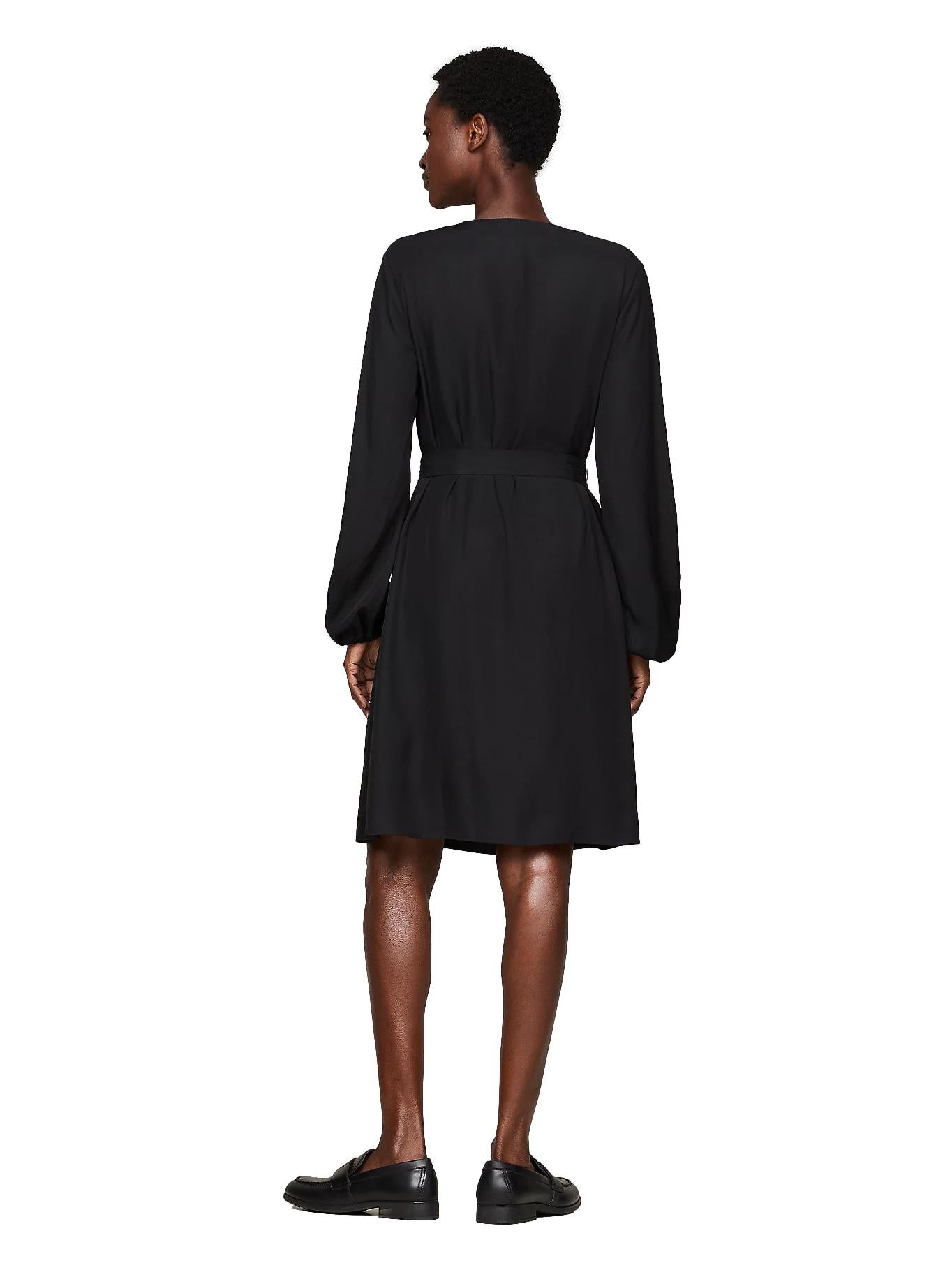 Tommy Hilfiger Fluid Vis Gathered Belted Dress Dress Sort - chrismoa.no