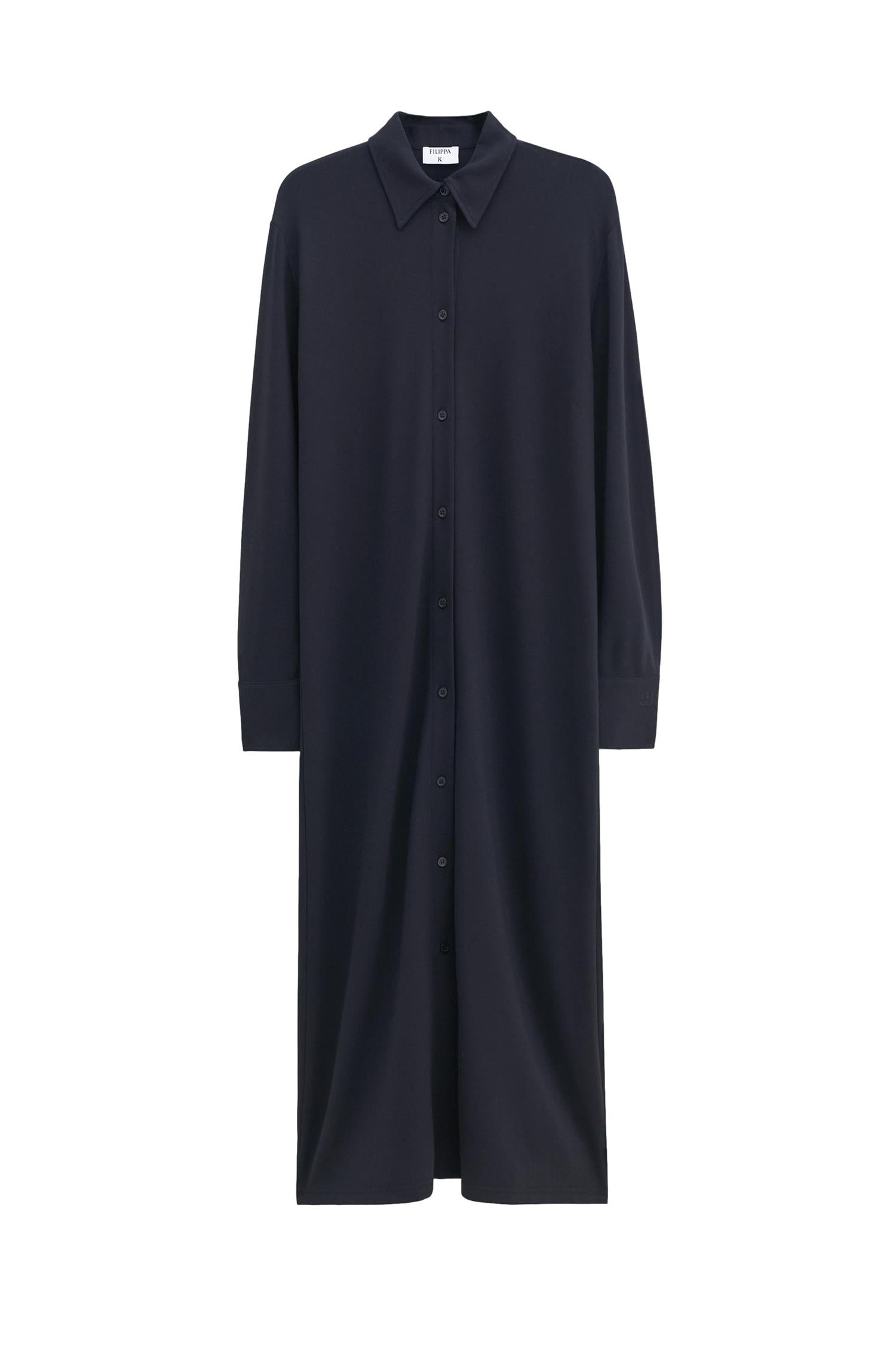 Filippa K Relaxed Jersey Shirt Dress Kjole Sort - chrismoa.no