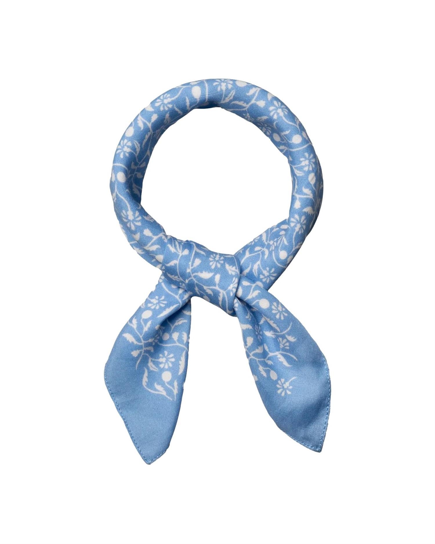 Eton Floral Cotton Silk Bandana Tørkle Lyseblå - chrismoa.no
