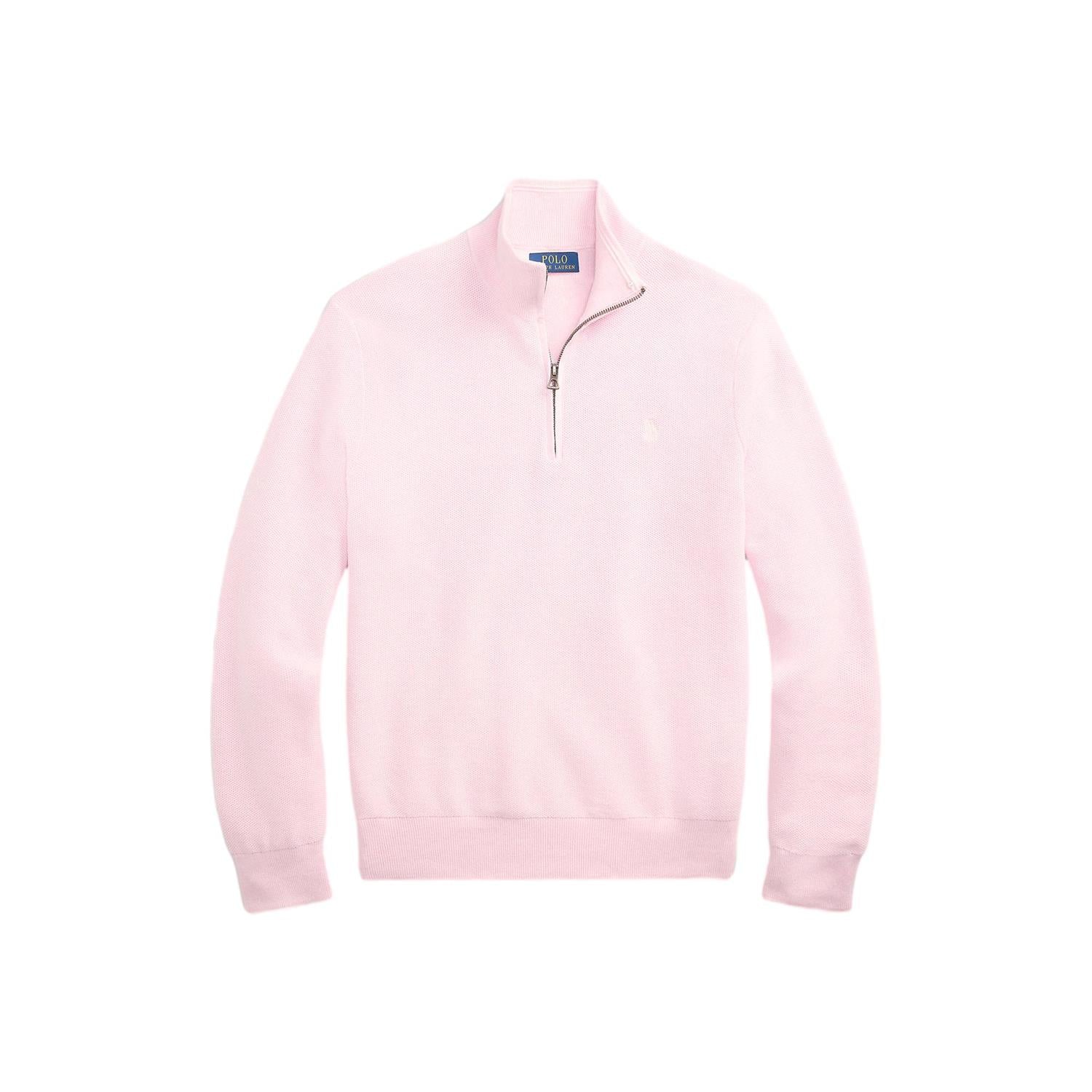 Polo Ralph Lauren MESH-KNIT COTTON QUARTER-ZIP SWEATER Genser Rosa - chrismoa.no