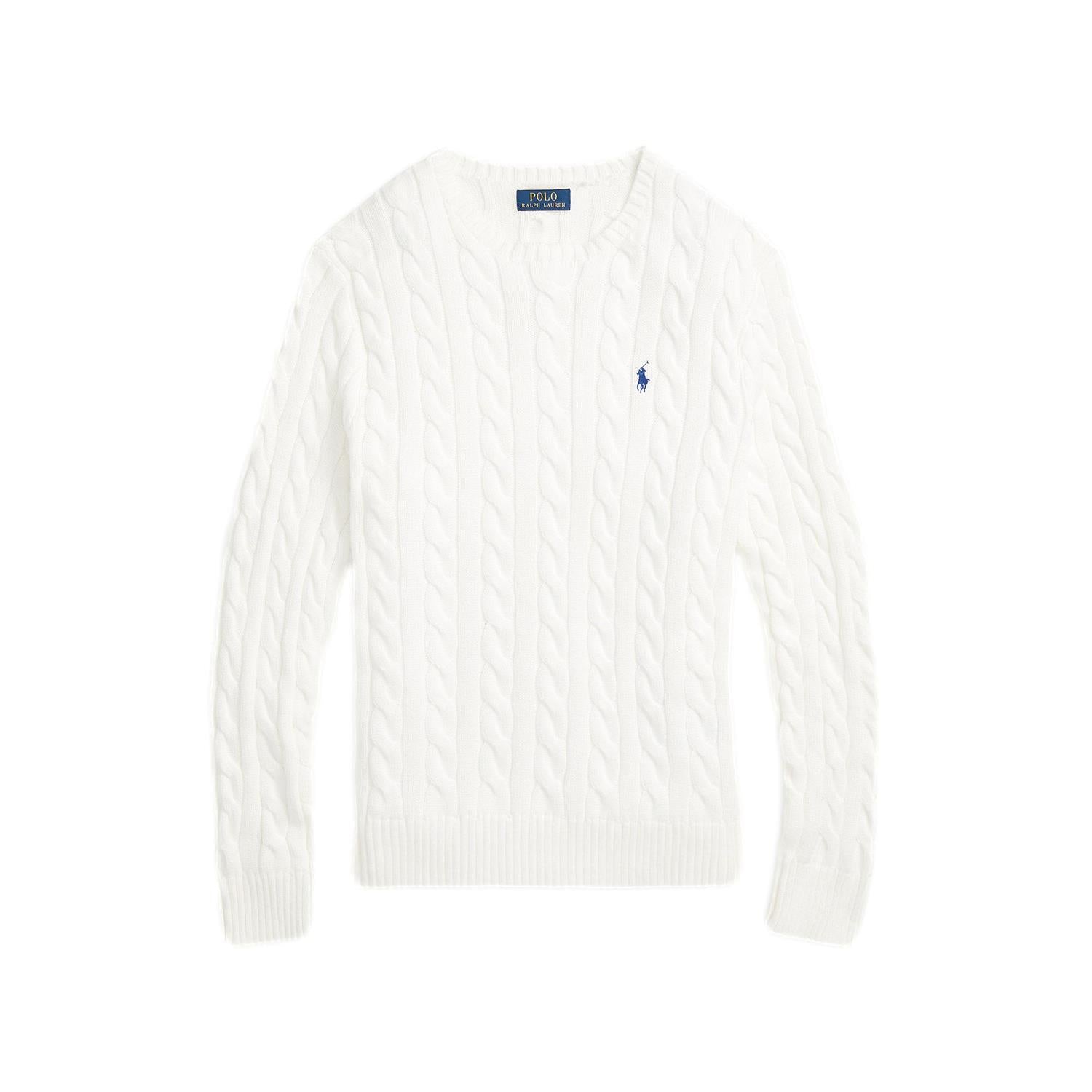 Polo Ralph Lauren CABLE-KNIT COTTON SWEATER Genser Hvit - chrismoa.no