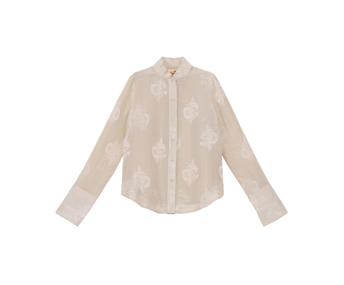 By TiMo Jacquard Blouse Bluse Lys-Beige - chrismoa.no