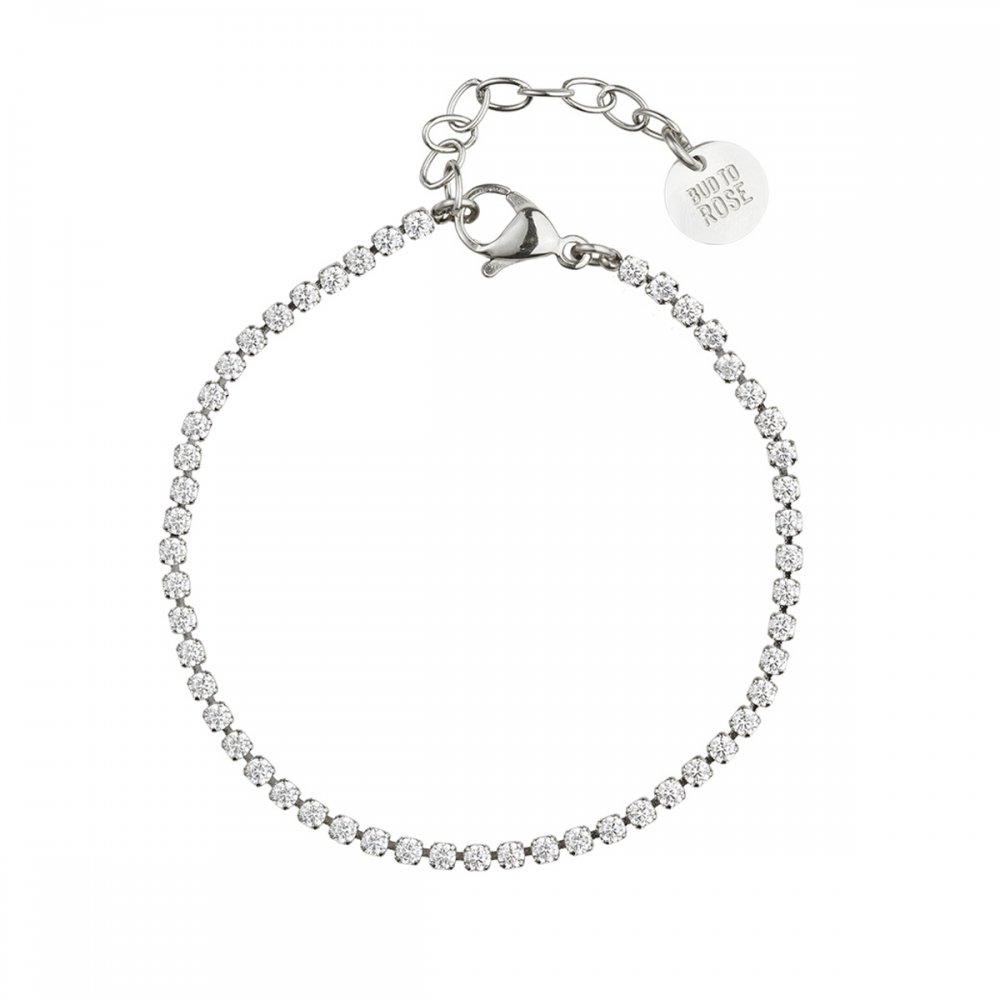 Bud to Rose Ice Tennis Bracelet 2mm Clear/Silver Armbånd Sølv - chrismoa.no