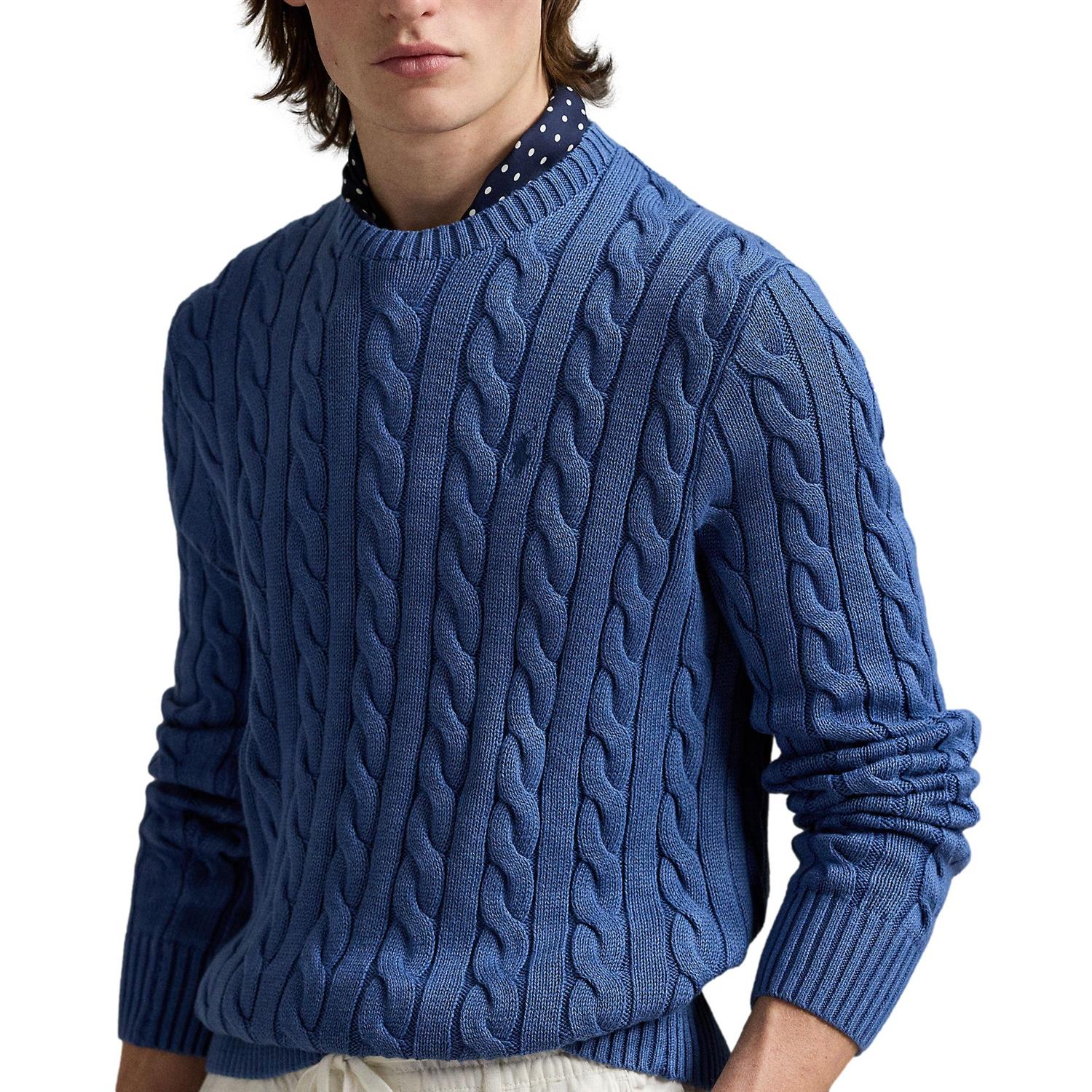 Polo Ralph Lauren CABLE-KNIT GARMENT-DYED COTTON SWEATER Genser Mørkeblå - chrismoa.no