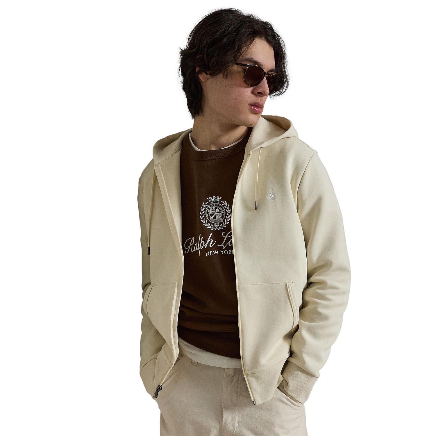 Polo Ralph Lauren Double-Knit Full-Zip Hoodie Genser Cream