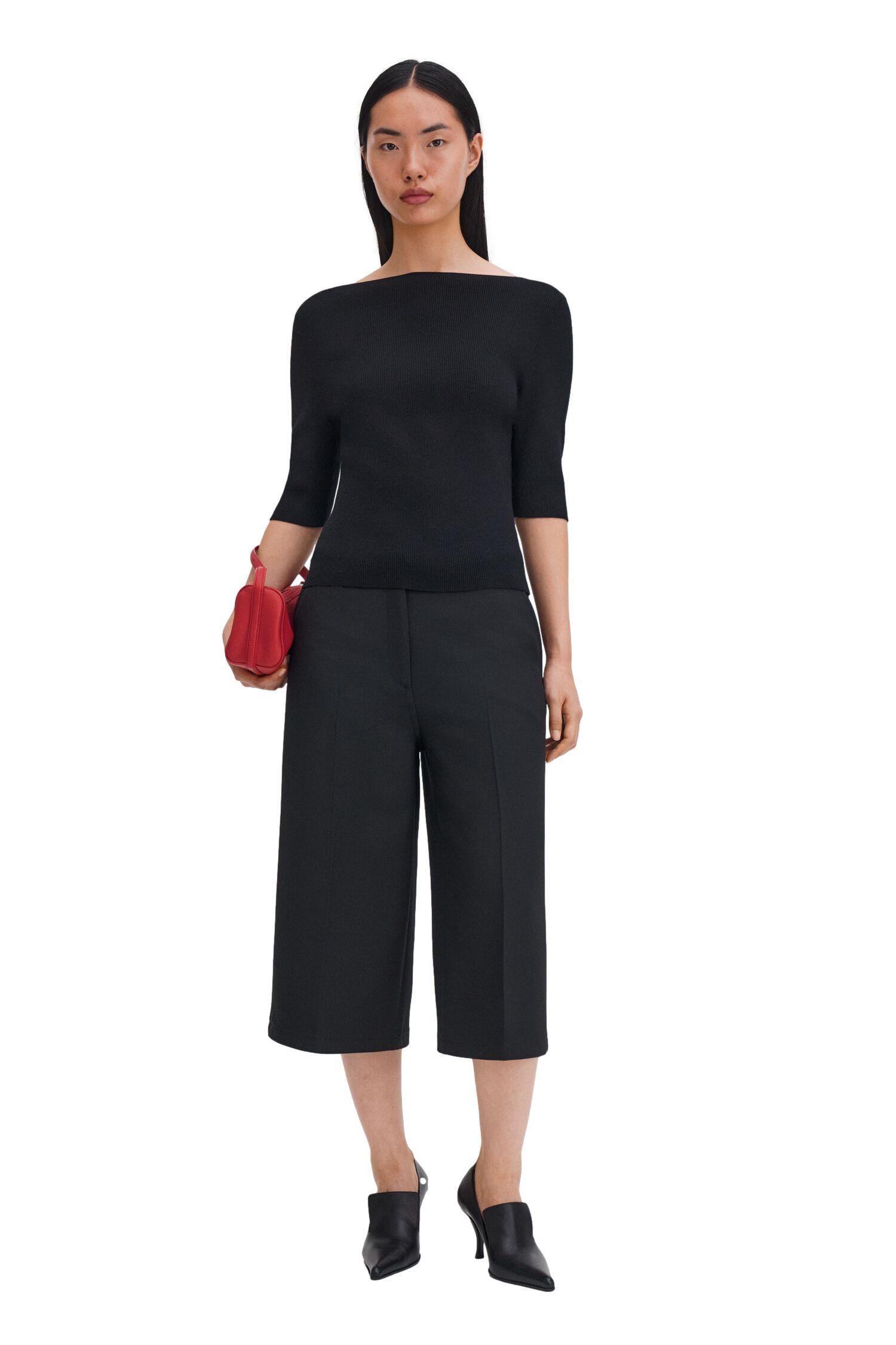 Filippa K Boatneck Rib Top Genser Sort - chrismoa.no