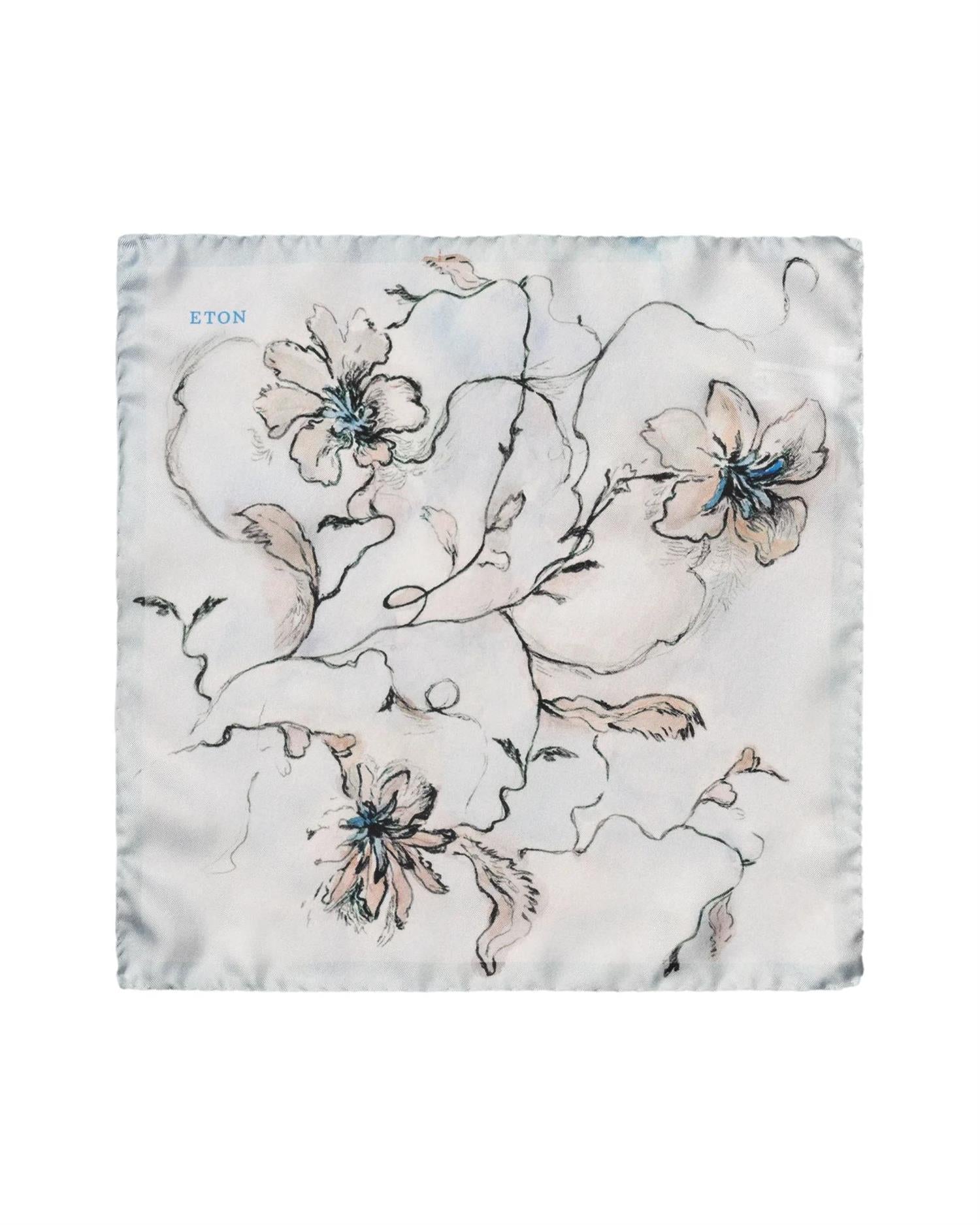 Eton Floral Silk Pocket Square Tørkle Lyseblå - chrismoa.no