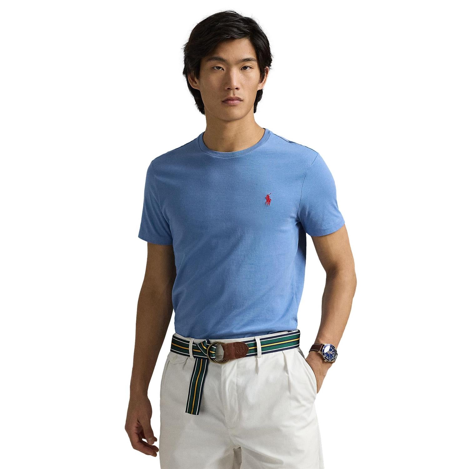 Polo Ralph Lauren CUSTOM SLIM FIT JERSEY CREWNECK T-SHIRT T-Shirt Lyseblå - chrismoa.no