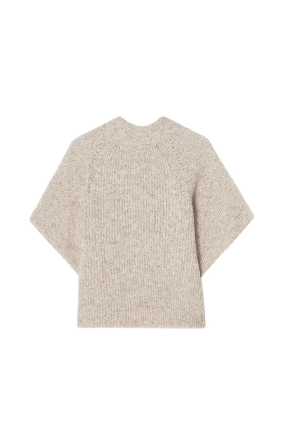 Lys-beige Busnel Vilanie cardigan genser med mykt, komfortabelt stoff og klassisk design, vist på et flatt lay-up.