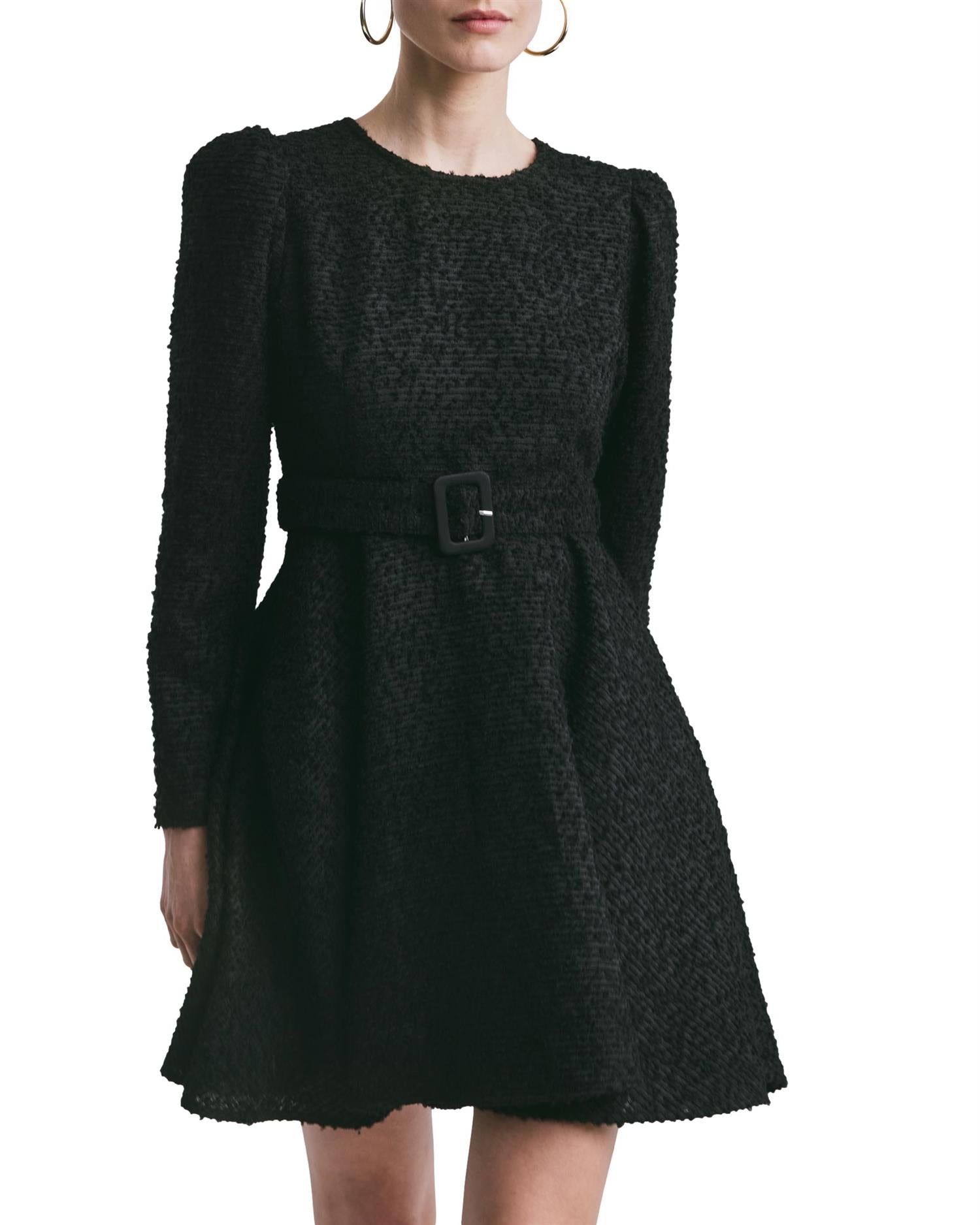 By TiMo Bouclé Belt Dress Kjole Sort - chrismoa.no