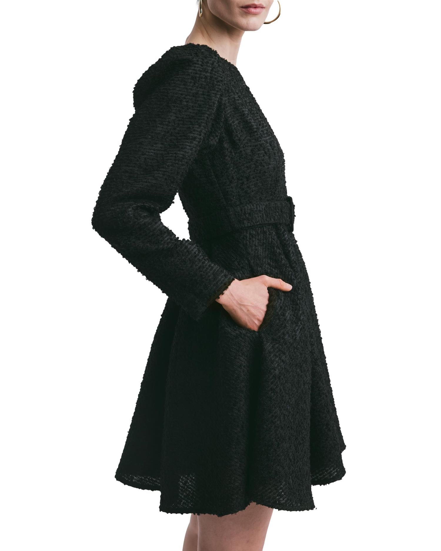 By TiMo Bouclé Belt Dress Kjole Sort - chrismoa.no