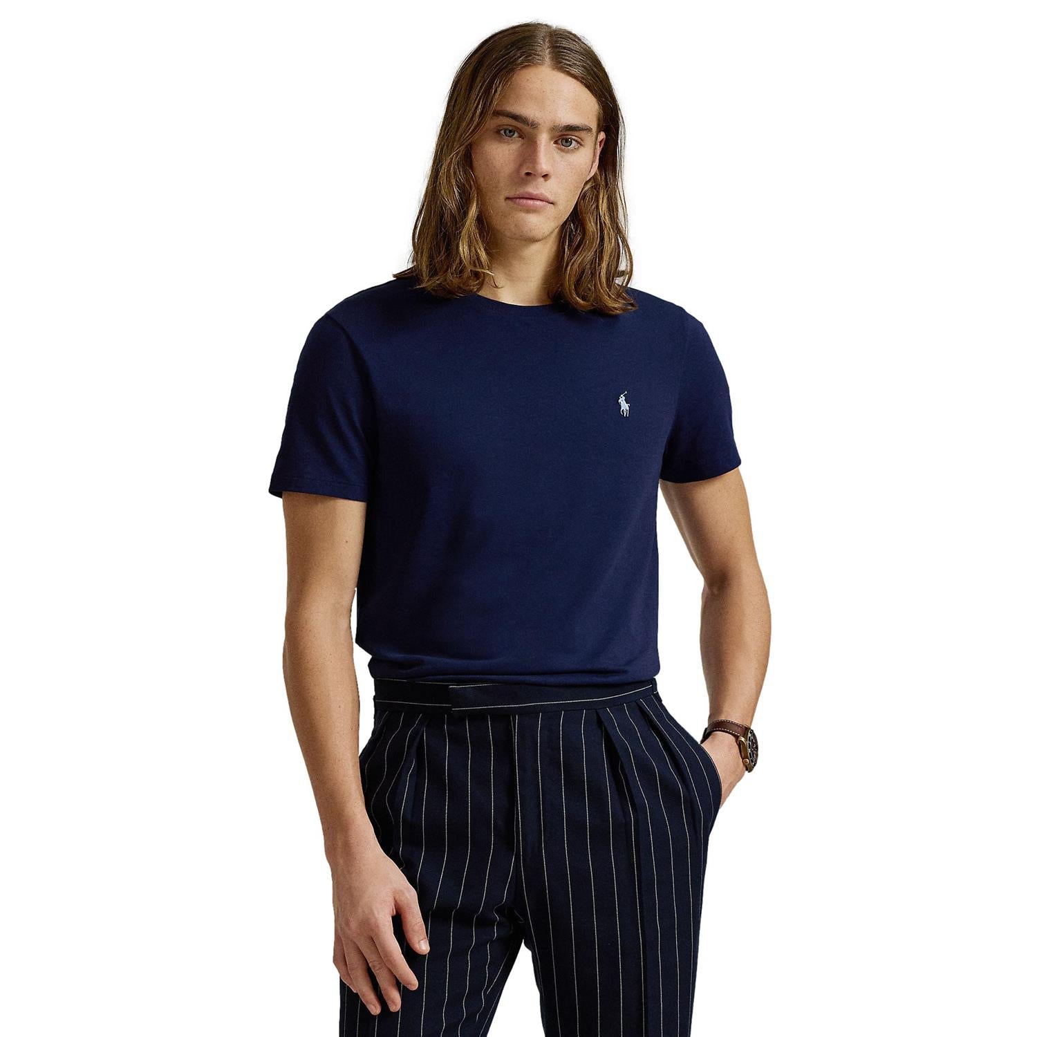 Polo Ralph Lauren CUSTOM SLIM FIT JERSEY CREWNECK T-SHIRT T-Shirt Light Navy - chrismoa.no