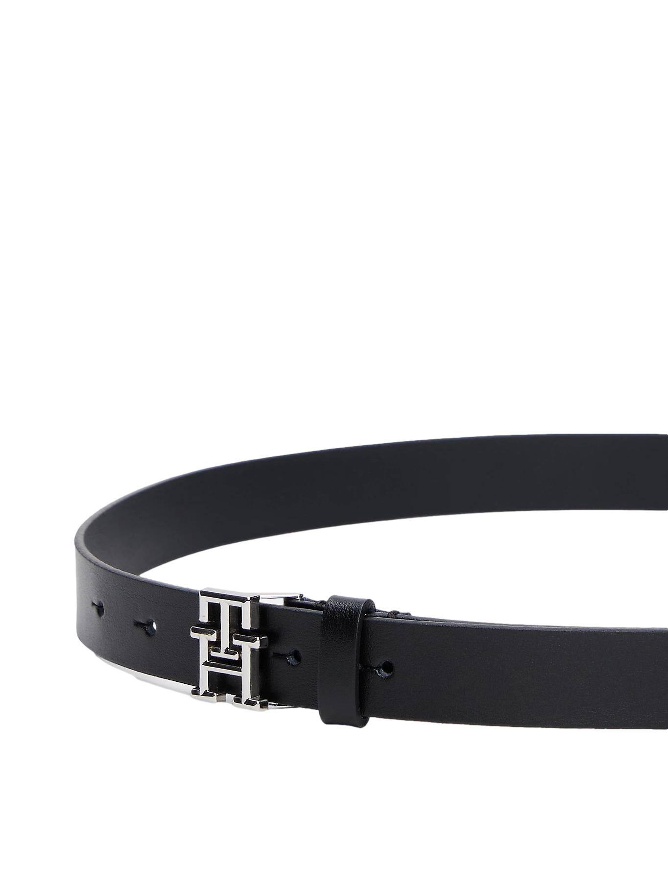Tommy Hilfiger TH Emblem Plaque Leather Belt Belte Sort