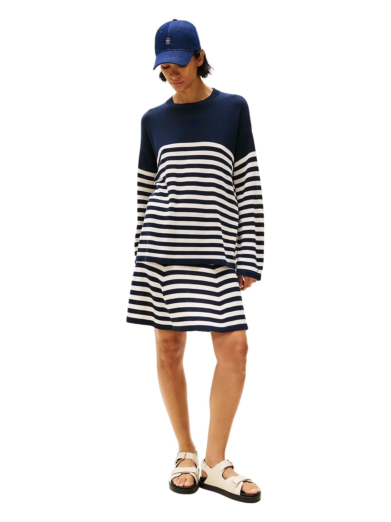 Tommy Hilfiger LYOCELL SILK RLX C-NK LS SWT Genser Striper - chrismoa.no