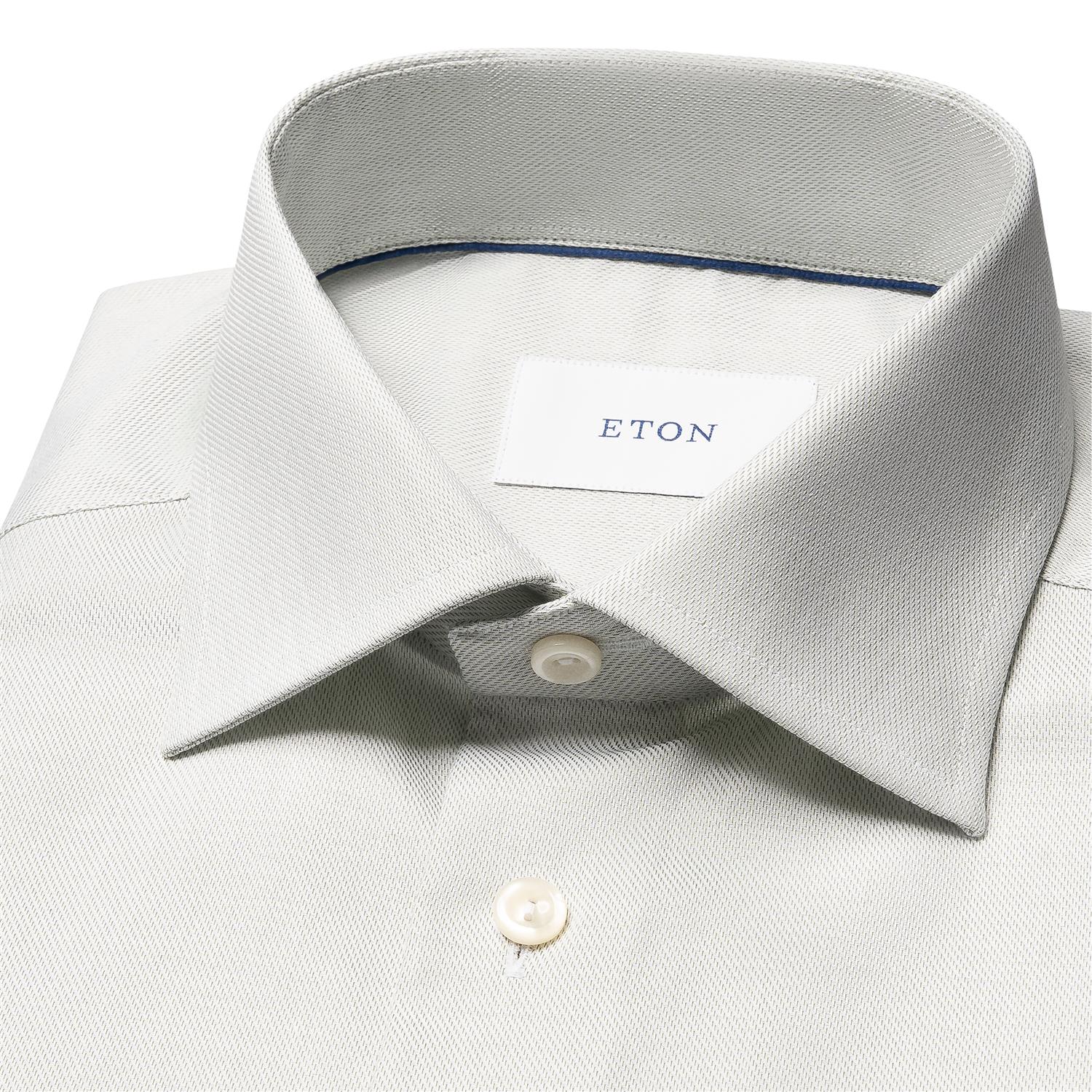 Eton Light Green Melange Semi Solid Twill Slim Fit Shirt Skjorte Lys Grønn Melert - chrismoa.no