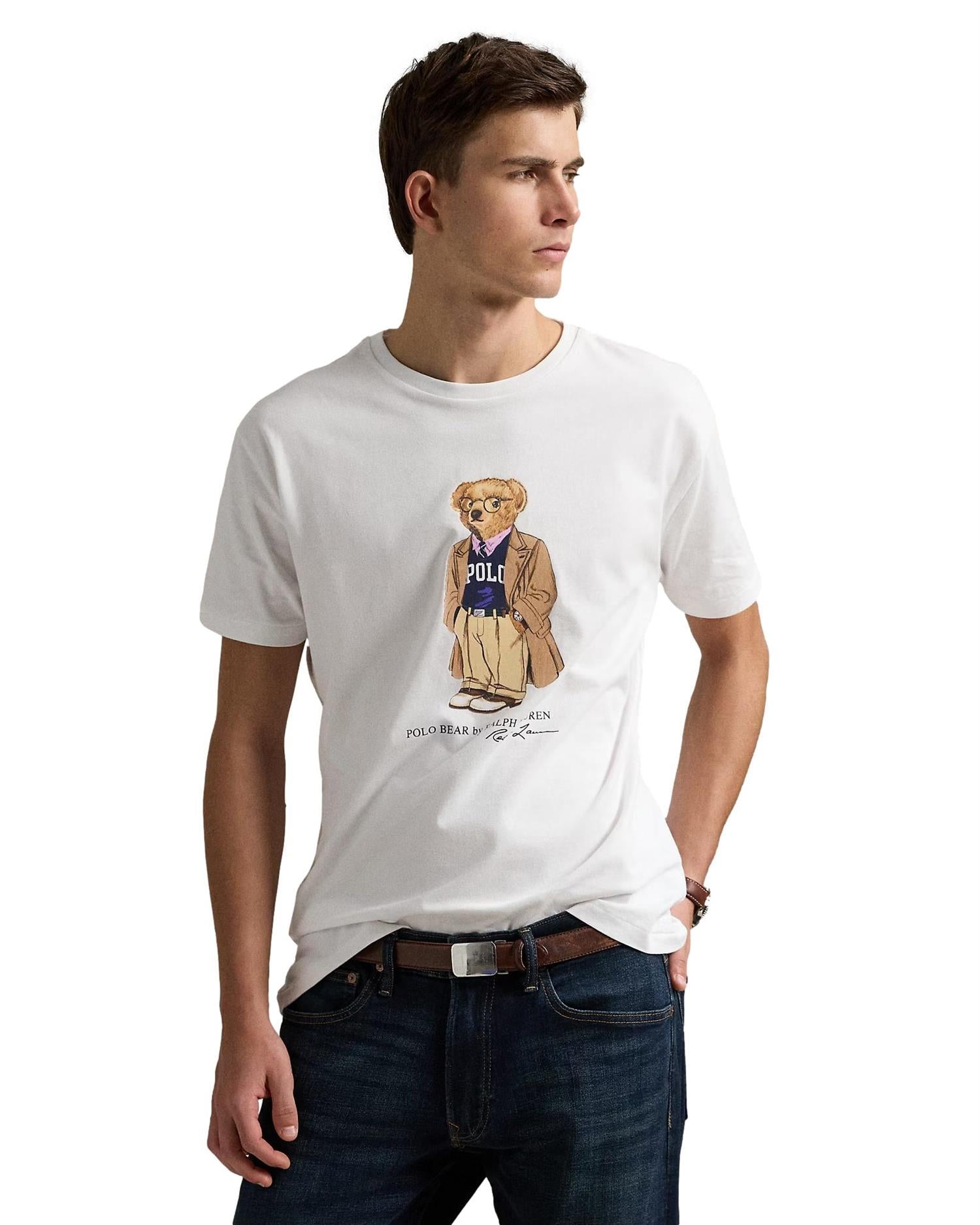 Polo Ralph Lauren CUSTOM SLIM FIT POLO BEAR JERSEY T-SHIRT T-Shirt Hvit - chrismoa.no