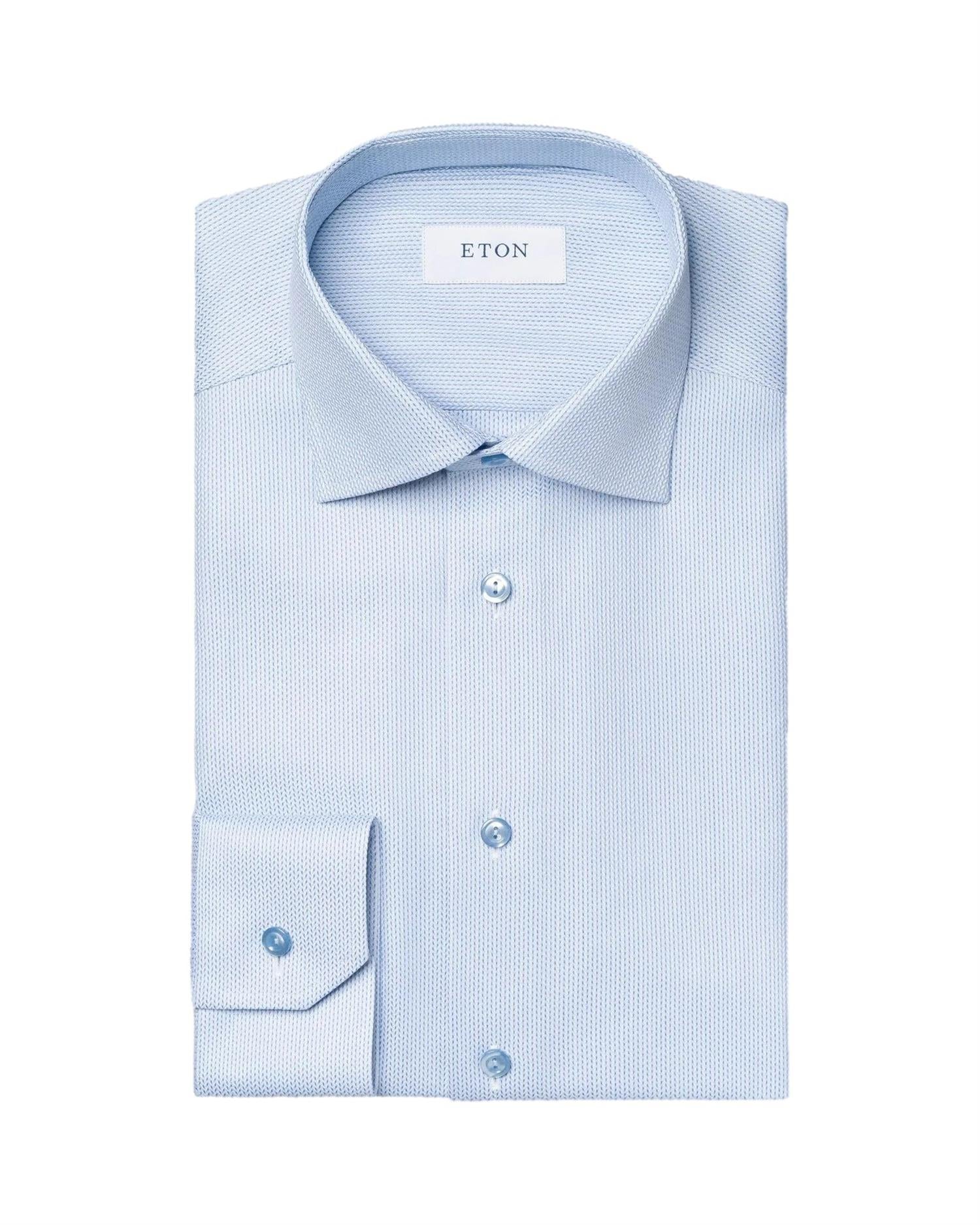 Eton Light Blue Semi Solid Signature Twill Shirt Slim Fit Skjorte Lyseblå - chrismoa.no