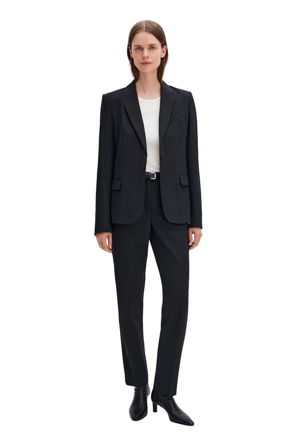 Filippa K Emma Cropped Pinstripe Bukse Sort