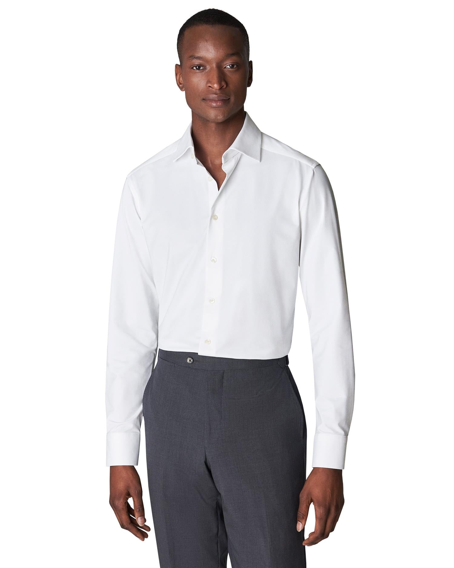 Eton Slim White Four-Way Stretch Shirt Skjorte Hvit - chrismoa.no