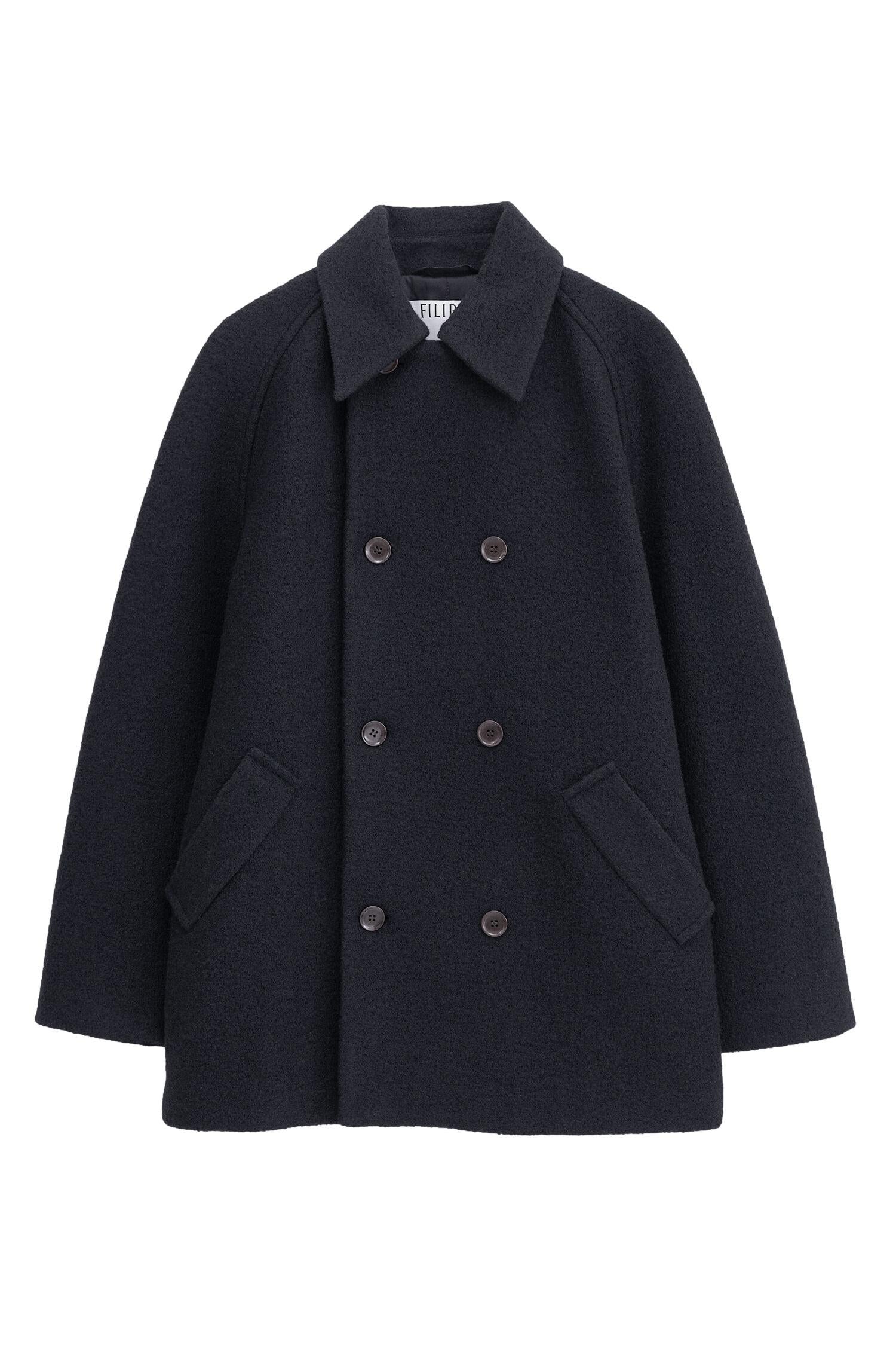 Filippa K Double Breasted Boiled Wool Jacket Jakke Sort - chrismoa.no