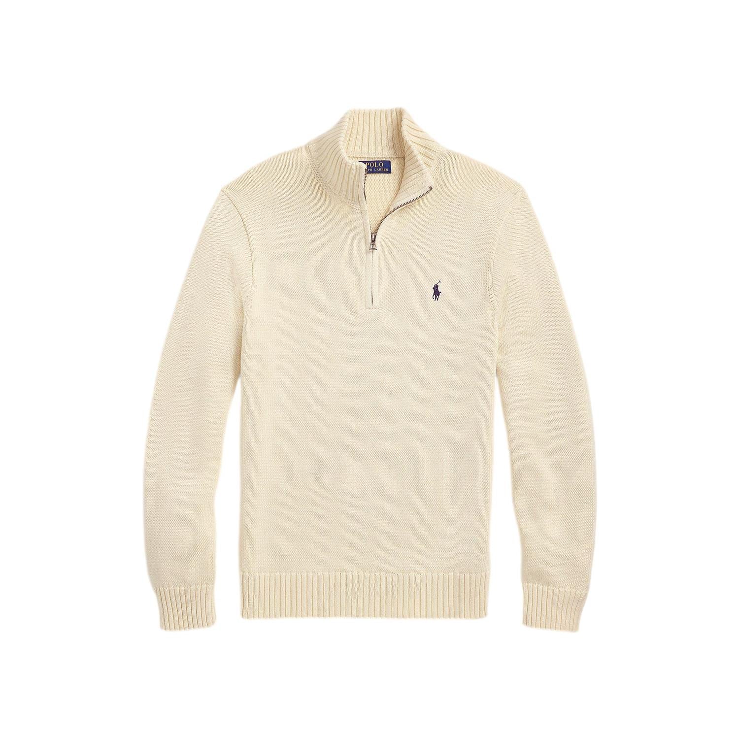 Polo Ralph Lauren Cotton Quarter-zip sweater Genser Kremfarget