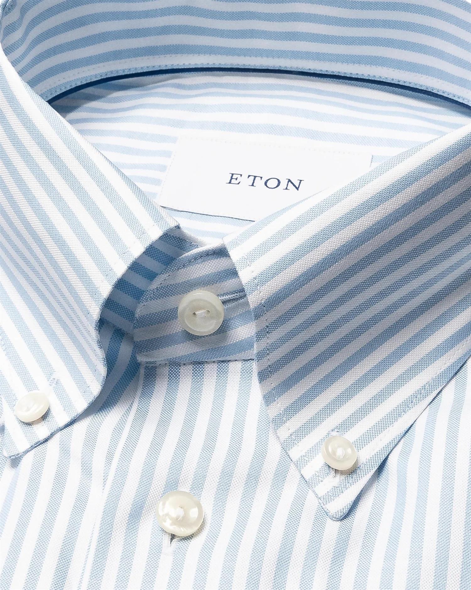 Eton Stripe Signature Oxford Shirt Skjorte Lyseblå - chrismoa.no