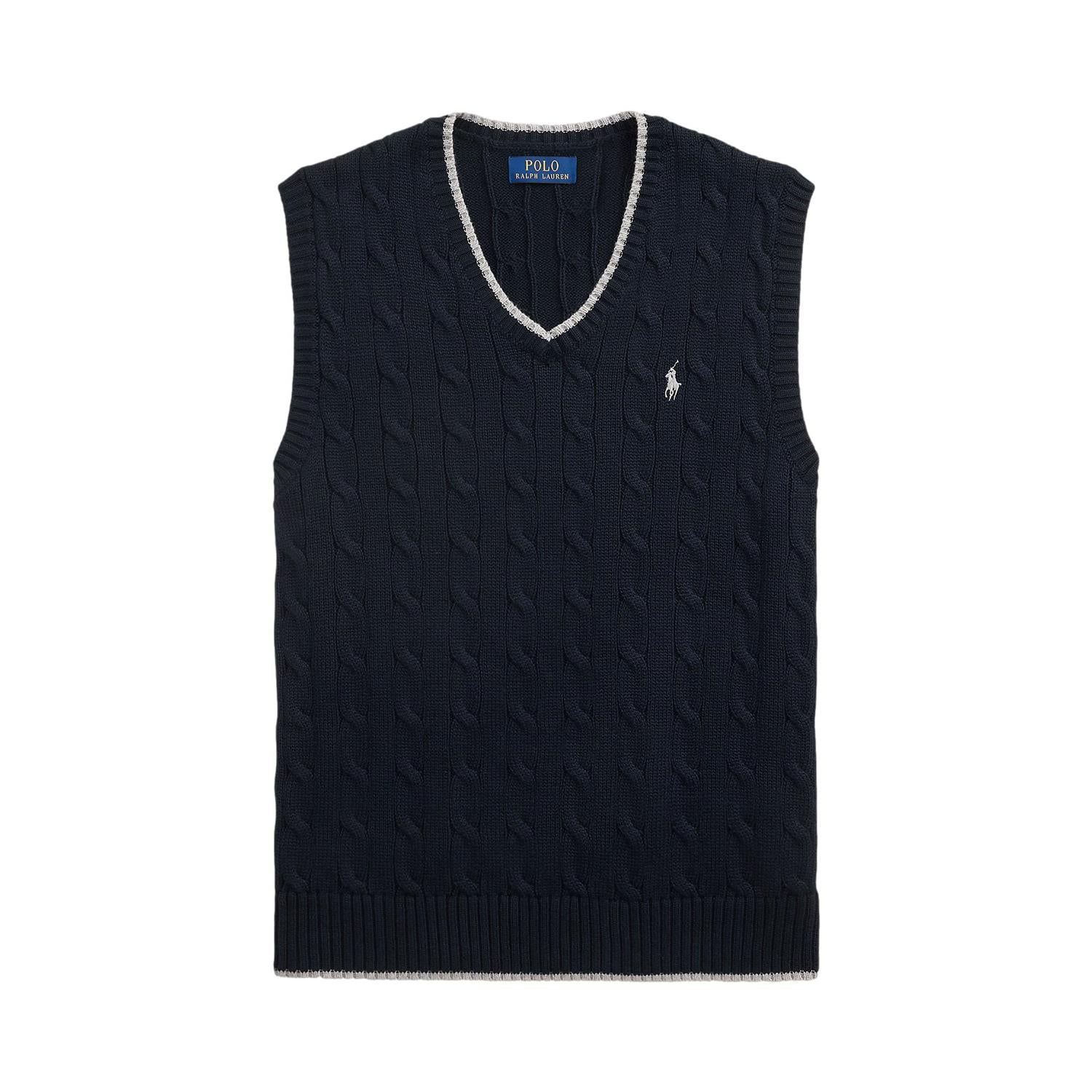 Polo Ralph Lauren CABLE-KNIT COTTON SWEATER VEST Vest Blå - chrismoa.no