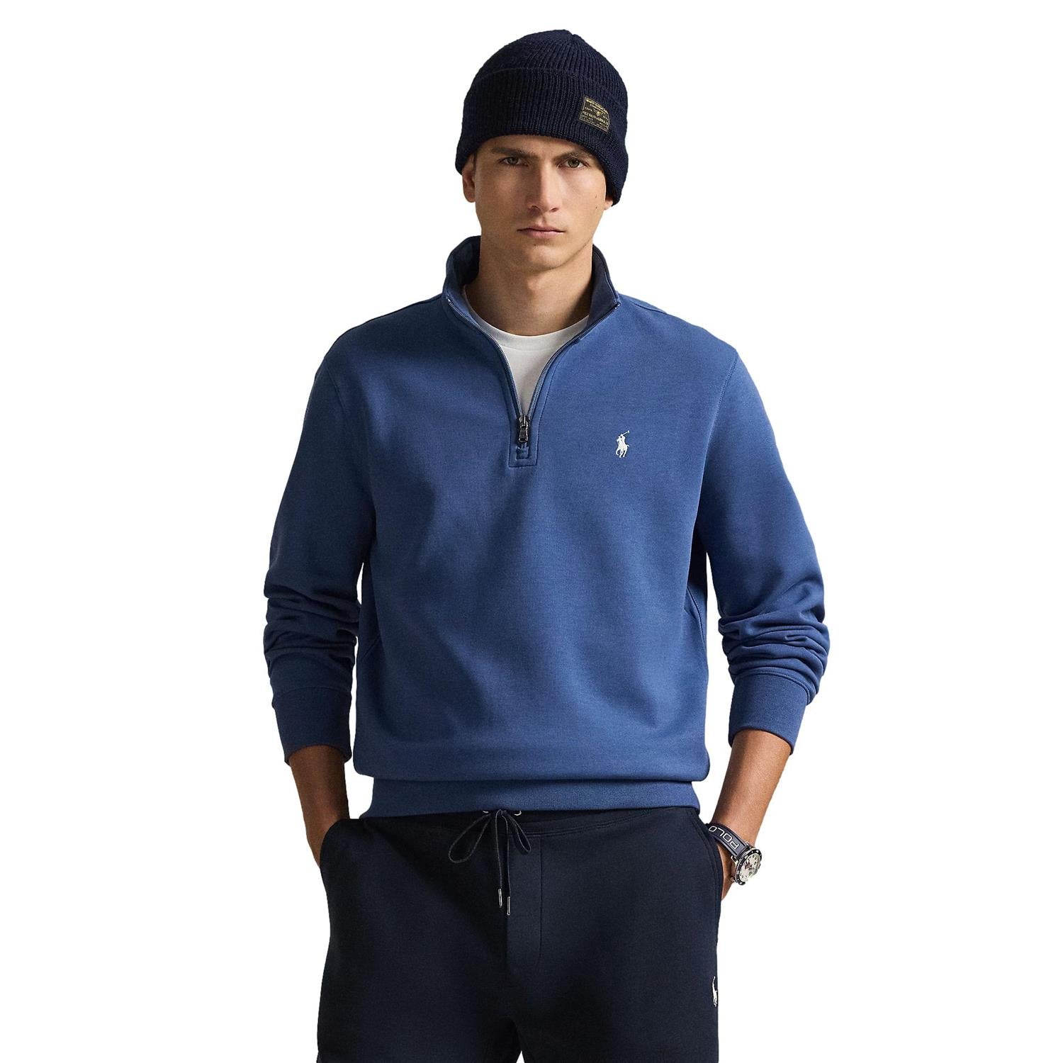 Polo Ralph Lauren Double-Knit Quarter-Zip Pullover Genser Blå - chrismoa.no