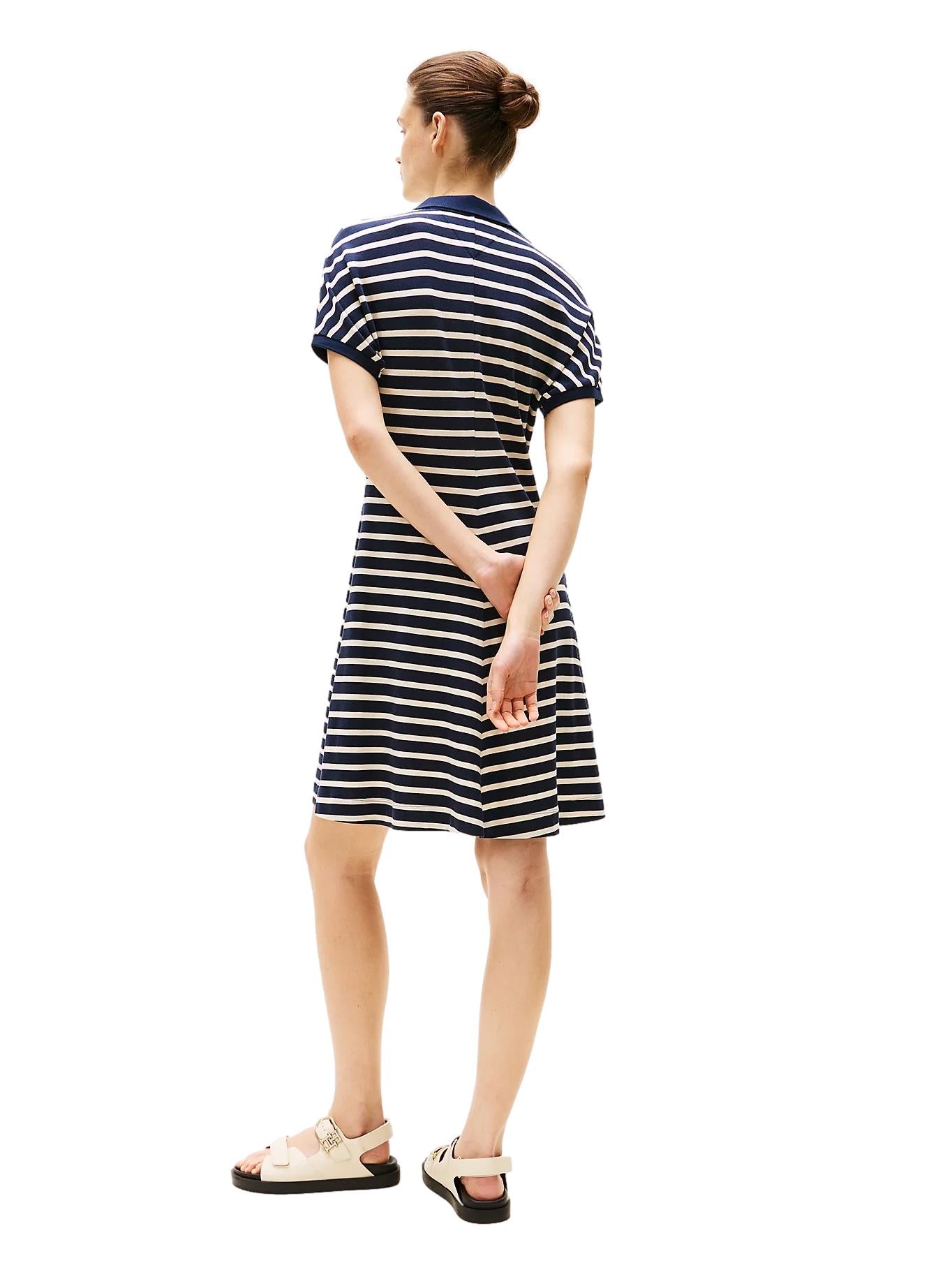 Tommy Hilfiger Lyocell Open-NK F&F Polo Dress Kjole Striper - chrismoa.no