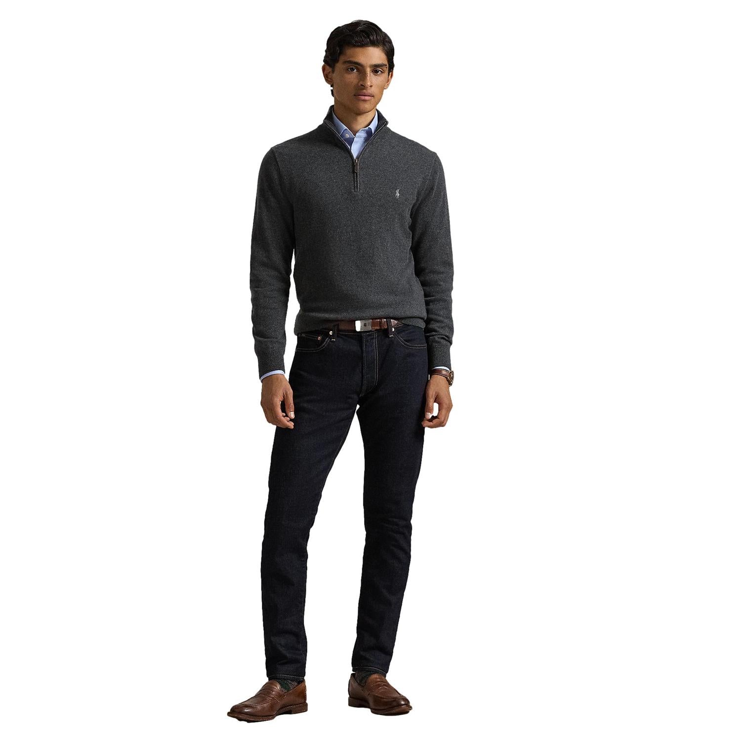 Polo Ralph Lauren Wool Quarter-Zip Sweater Genser Koksgrå