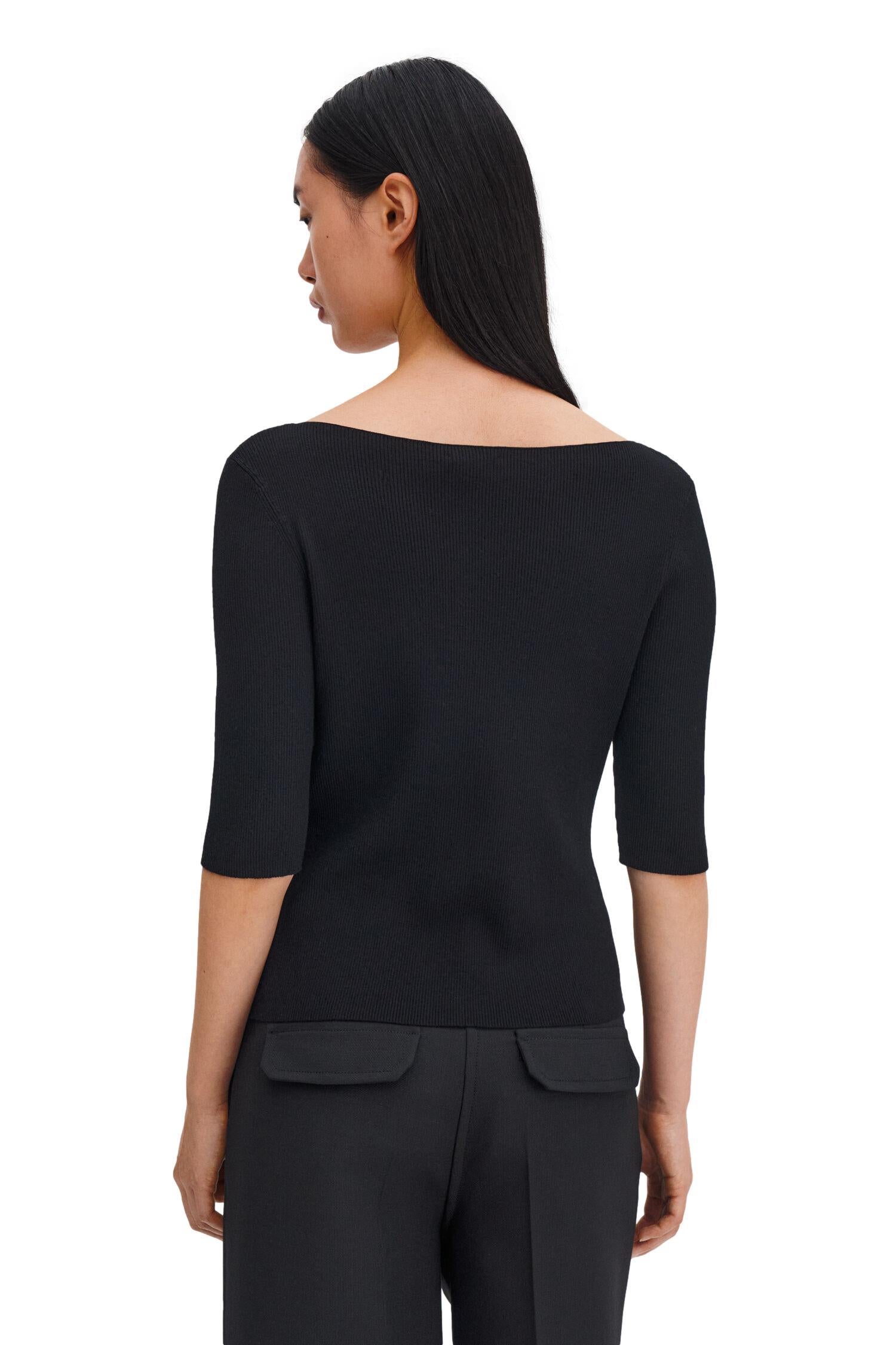 Filippa K Boatneck Rib Top Genser Sort - chrismoa.no