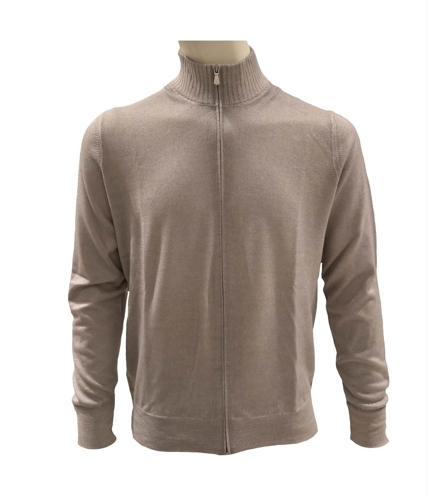 Gran Sasso Giubbino M/L Zip Genser Lysegrå