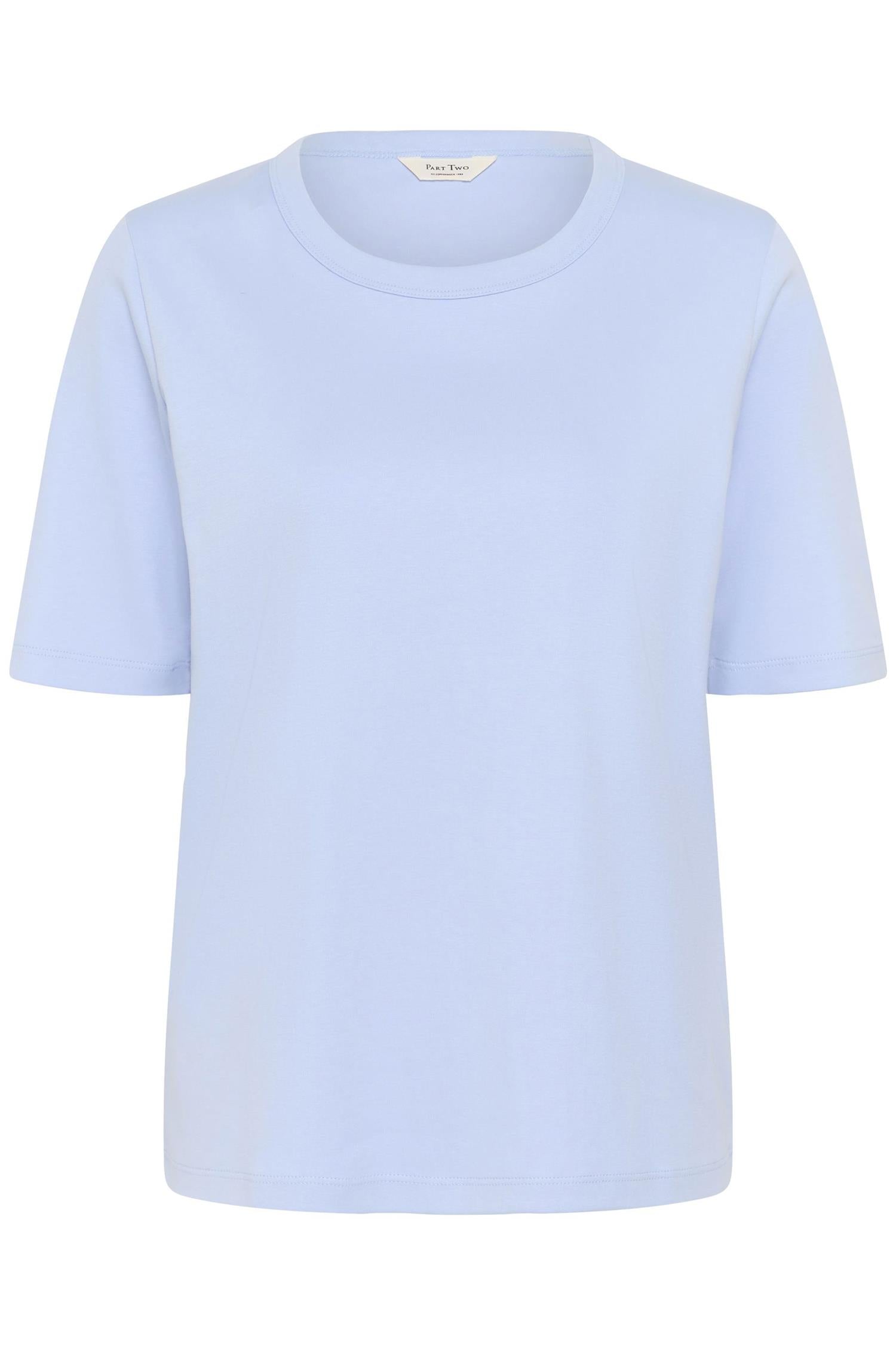 Part Two Ratanapw T-skjorte i blå Brunnera med rund hals og korte ermer, bomullsmateriale, casual passform.