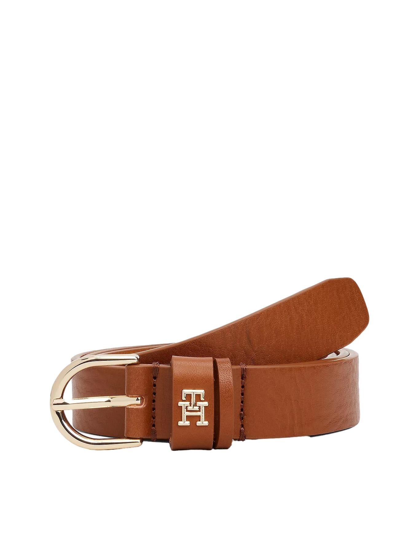 Tommy Hilfiger Essential TH Monogram Leather Belt Belte Cognac - chrismoa.no
