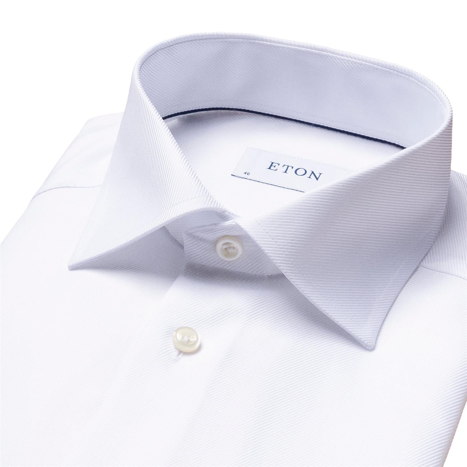 Eton Contemporary White Textured Twill Shirt Skjorte Hvit