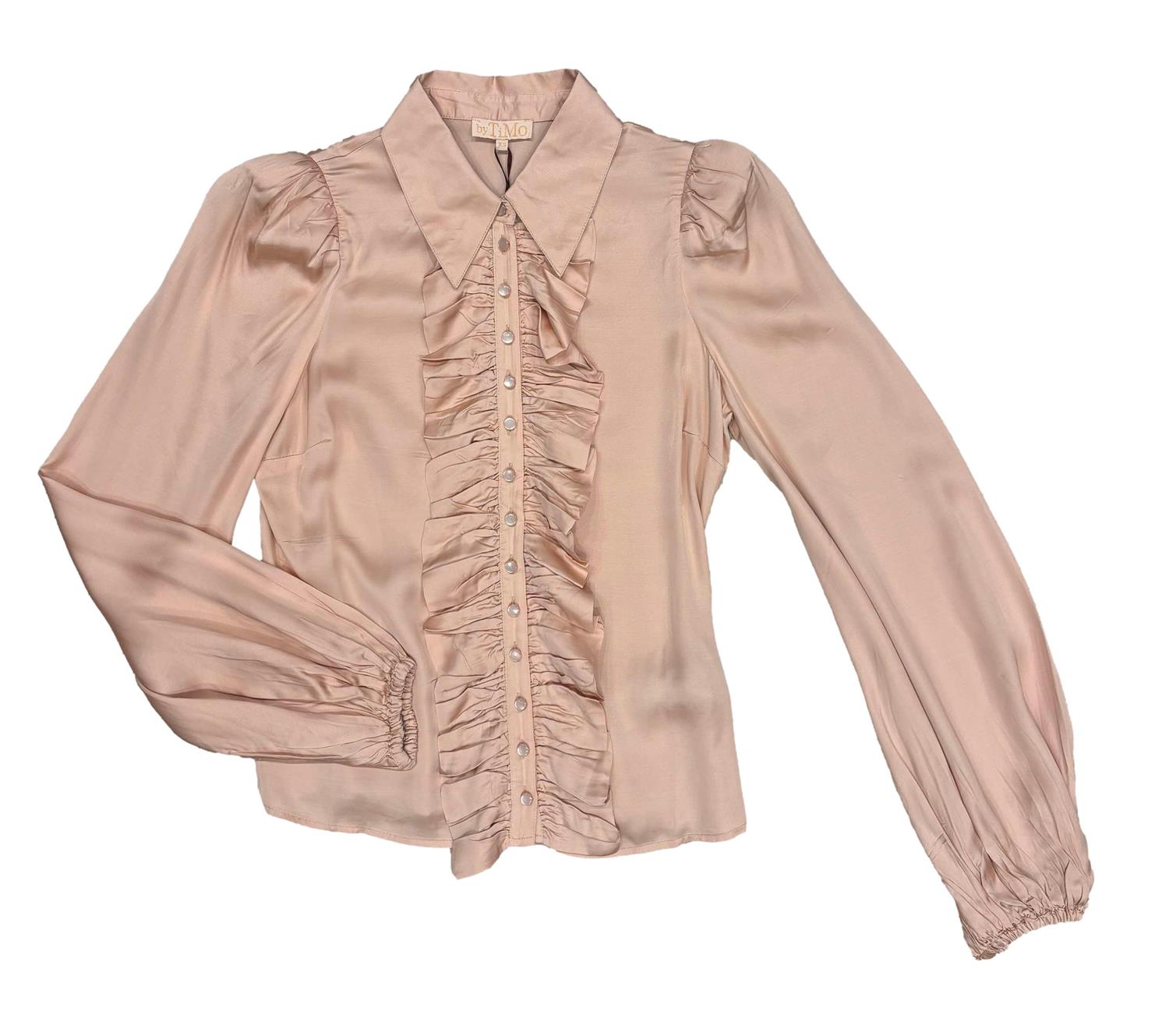 By TiMo Satin Ruffle Blouse Bluse Lys-Beige