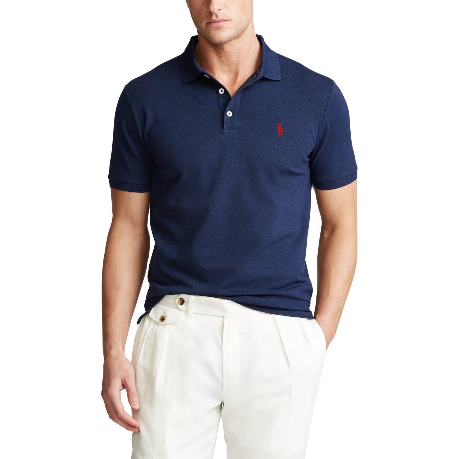 Polo Ralph Lauren Slim Fit Stretch Mesh Polo T-Shirt Mørkeblå - chrismoa.no