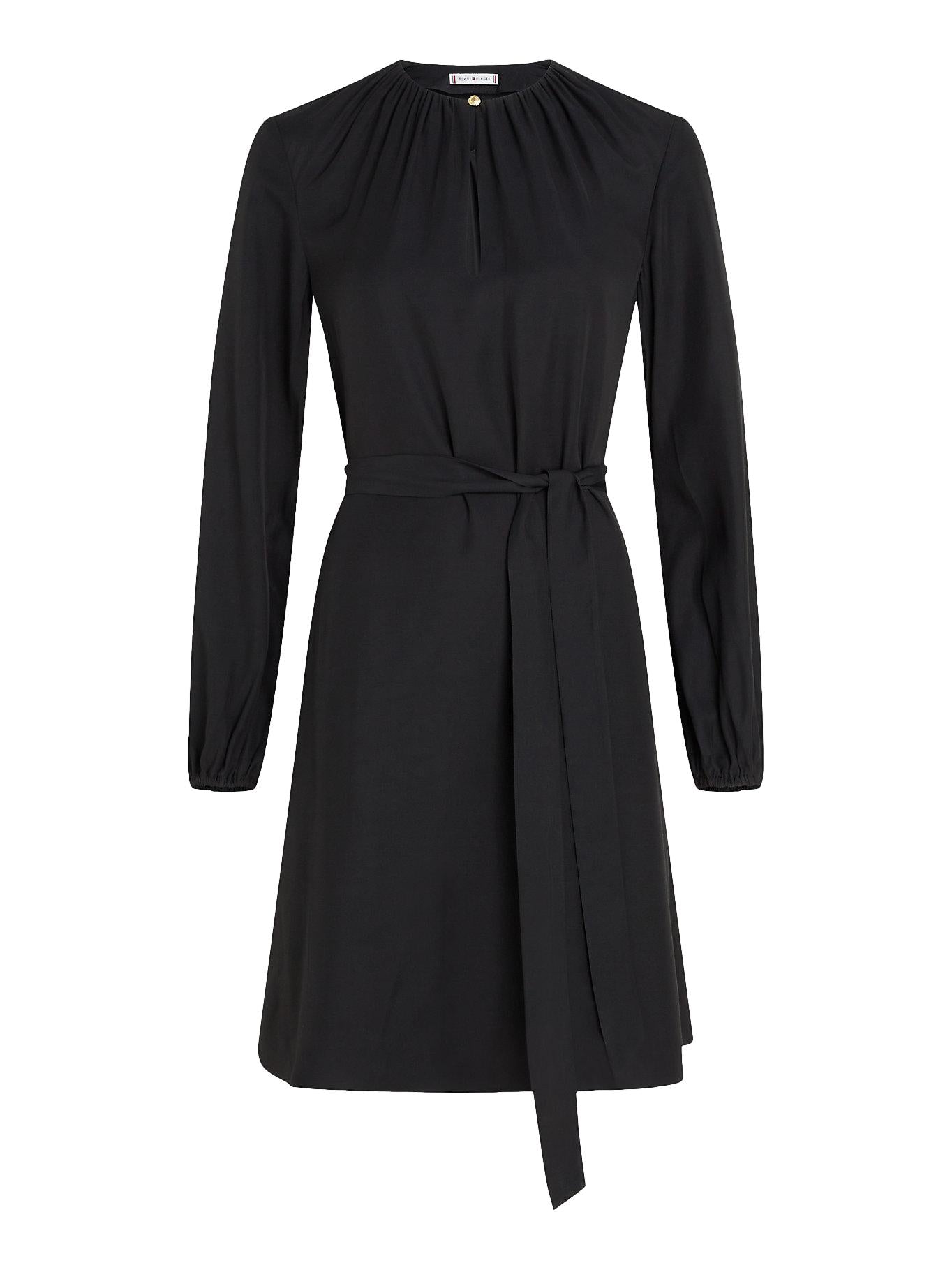 Tommy Hilfiger Fluid Vis Gathered Belted Dress Dress Sort - chrismoa.no