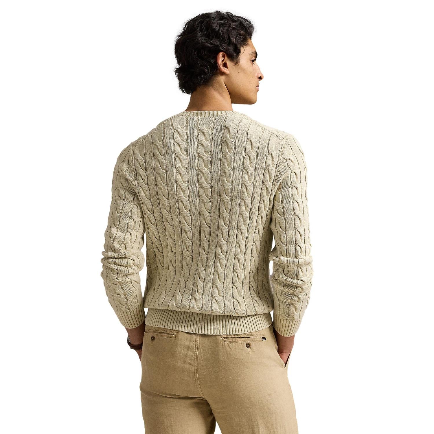 Polo Ralph Lauren CABLE-KNIT MINERAL-DYED COTTON SWEATER Genser Lys-Beige - chrismoa.no
