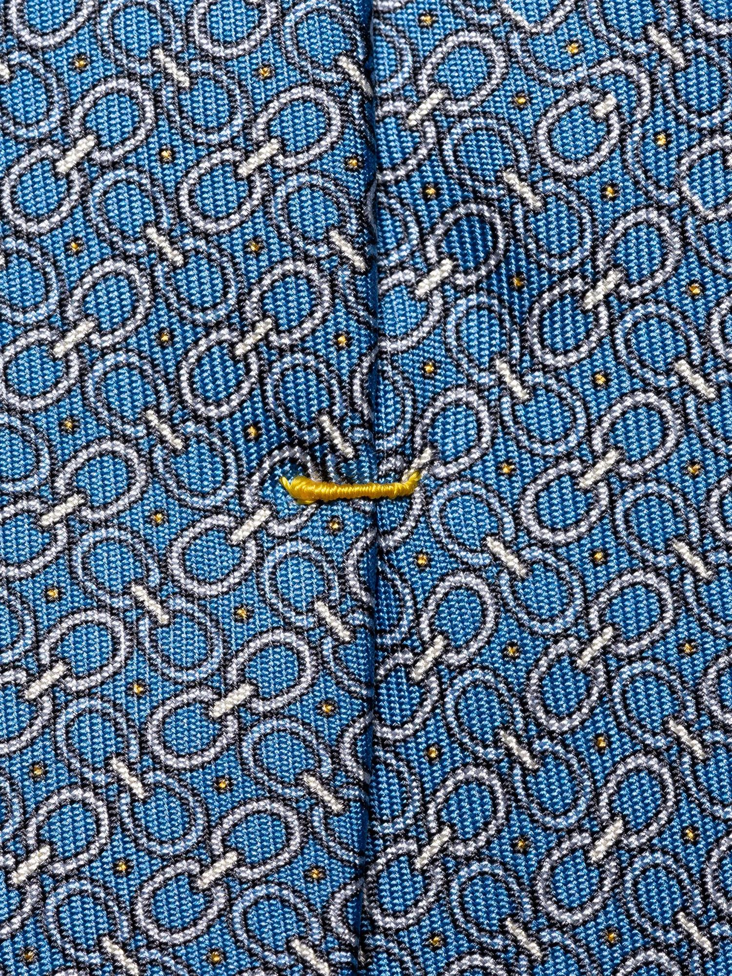 Eton Mid Blue Geometric Print Silk Tie Slips Blå - chrismoa.no