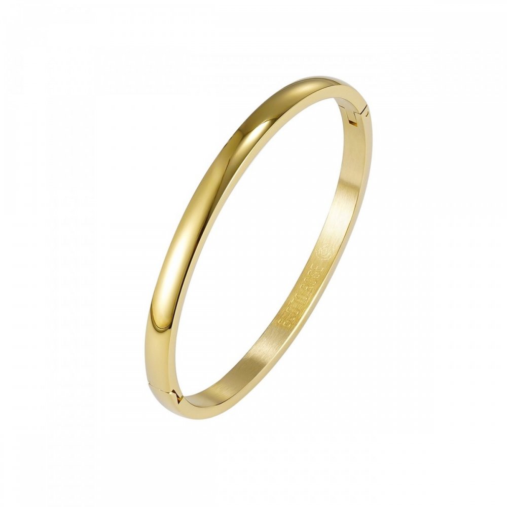 Gullfarget Bud to Rose Annie 5mm armbånd, elegant bangle i gull med enkel design, vist på hvit bakgrunn