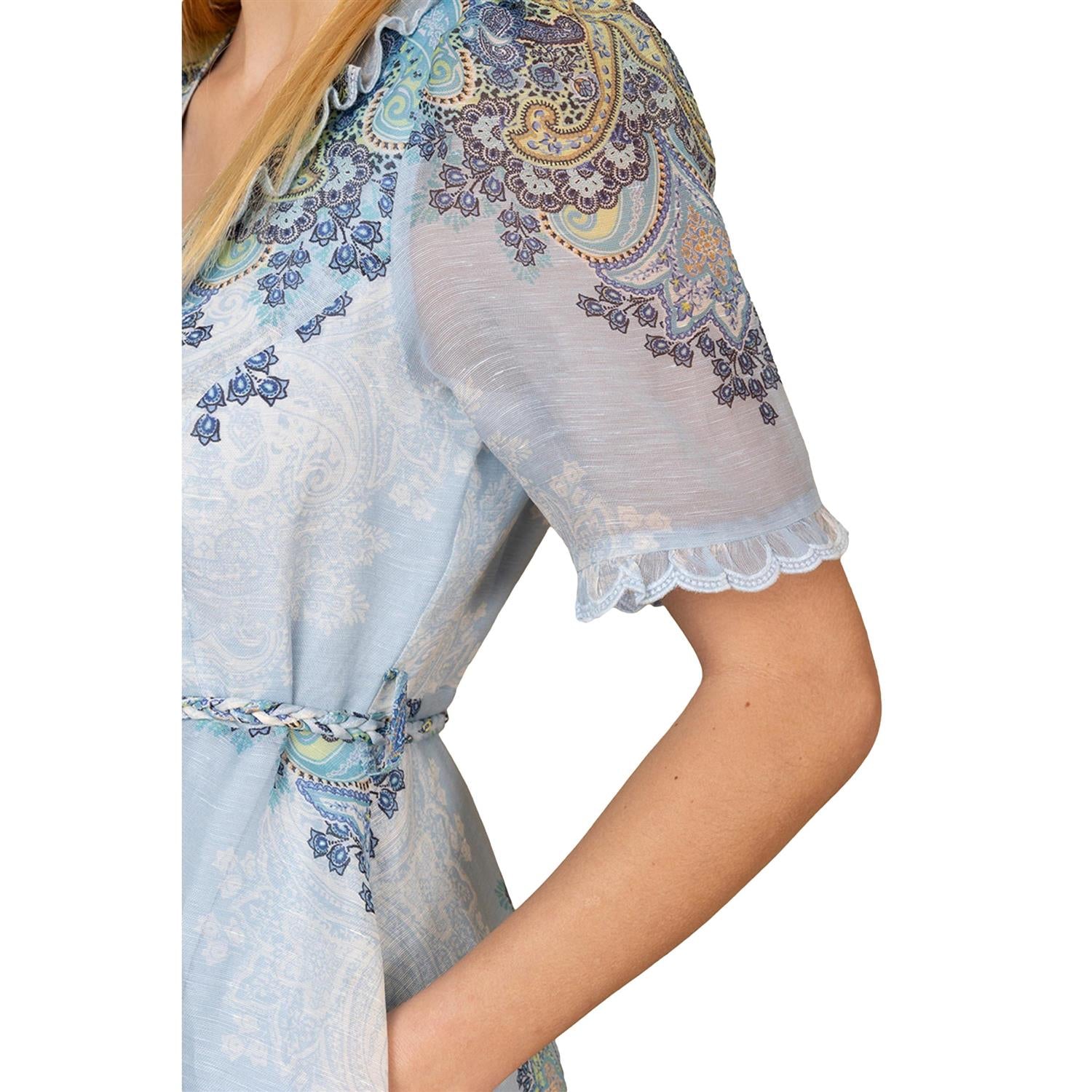 Hale Bob Micah Long Dress Silk Linen Kjole Blå