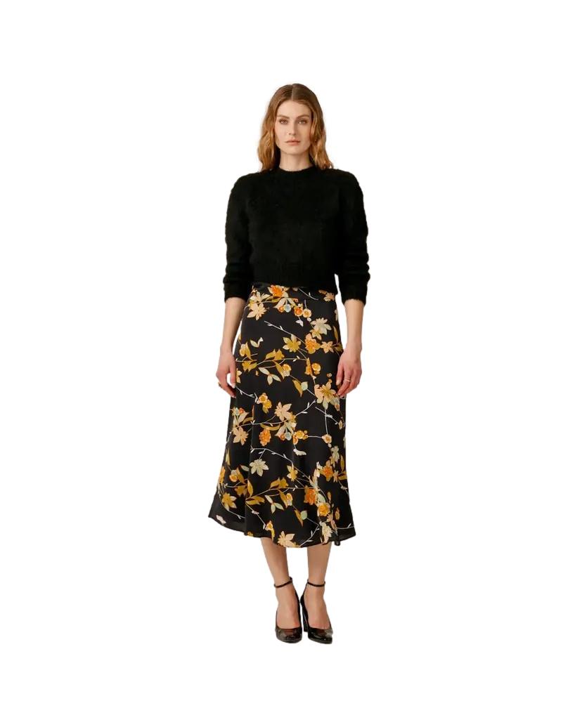 By TiMo Satin Skirt Skjørt Mørkeblå - chrismoa.no