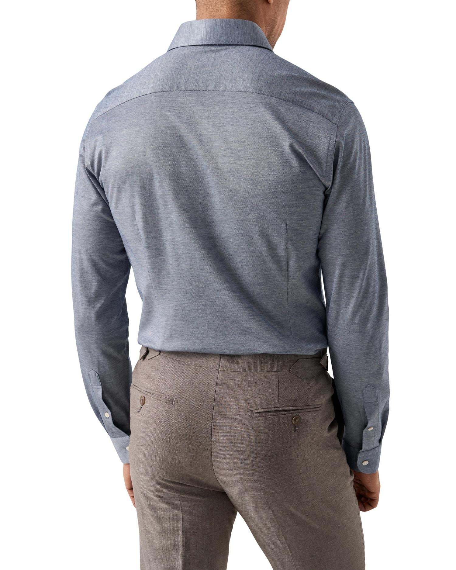 Eton Filo di Scozia Oxford Shirt Slim Fit Skjorte Mørk Blå Melert - chrismoa.no