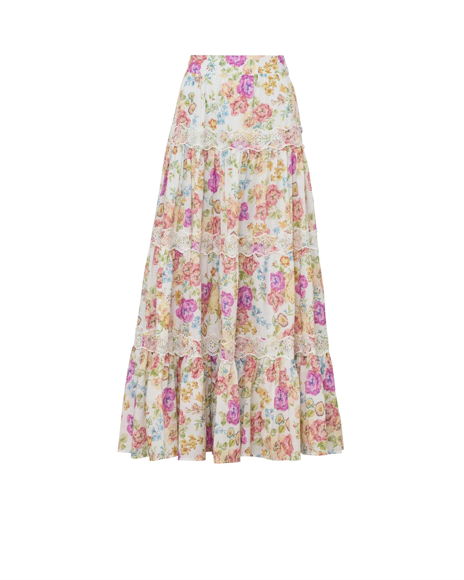 By TiMo Cotton Slub Maxi Skirt Skjørt Blomster