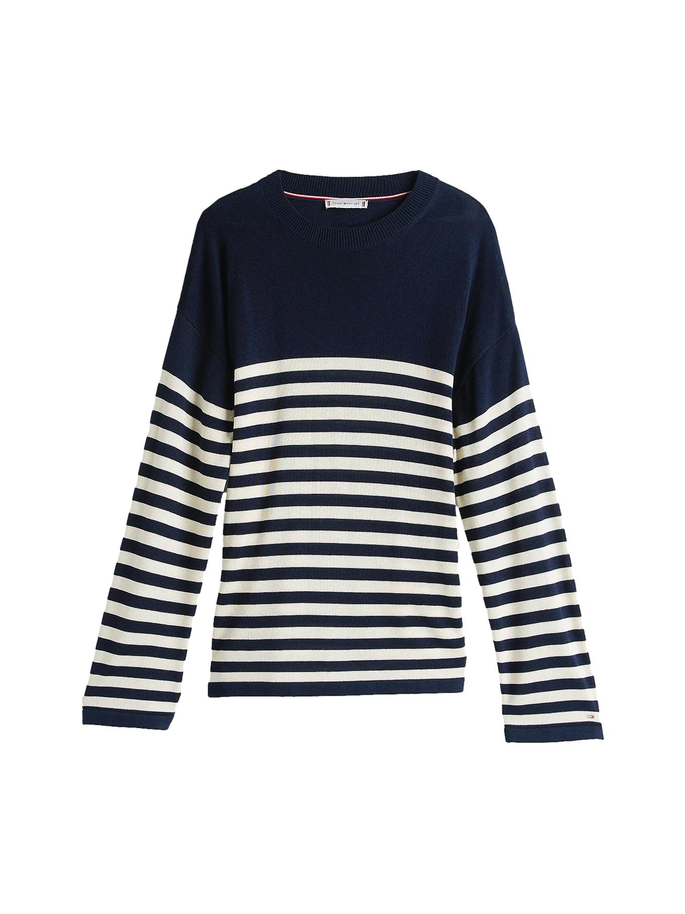 Tommy Hilfiger LYOCELL SILK RLX C-NK LS SWT Genser Striper - chrismoa.no