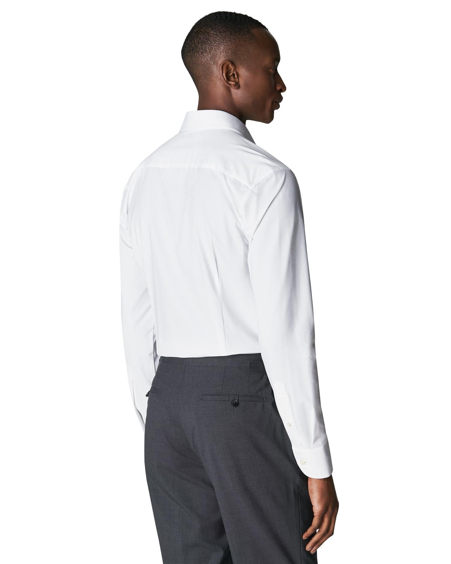 Eton Slim White Four-Way Stretch Shirt Skjorte Hvit - chrismoa.no